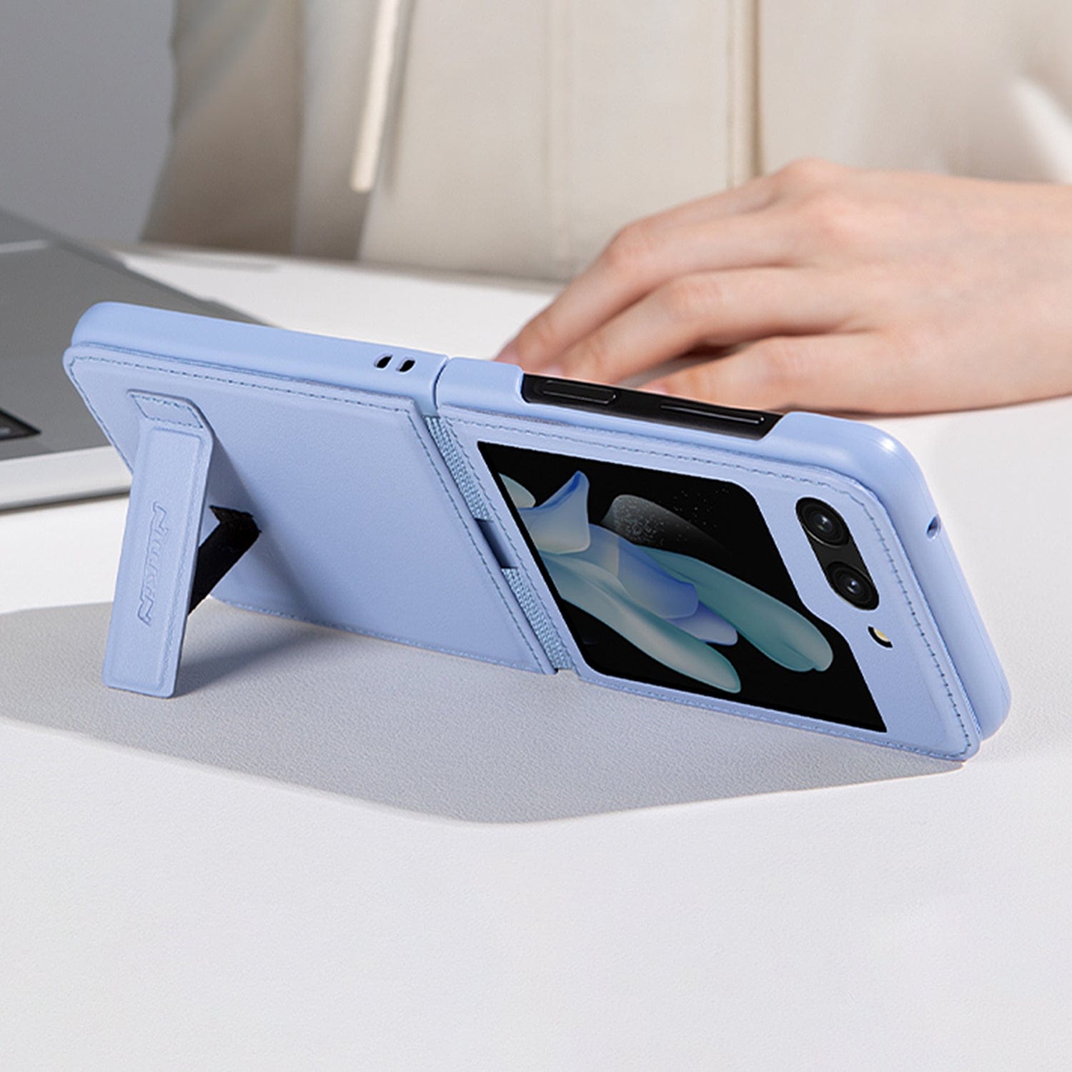 Leather Case with Kickstand for Samsung Galaxy Z Flip5 - Navy