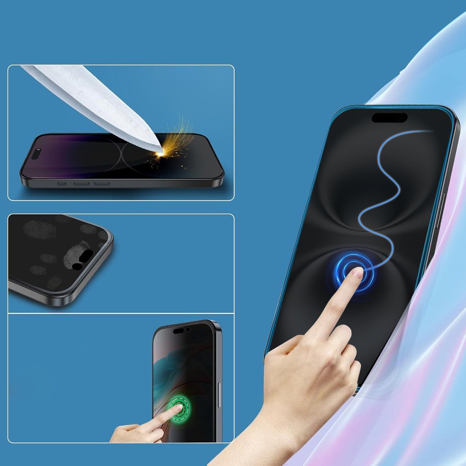 iPhone 16 Privacy Tempered Glass Screen Protector - 9H Hardness, Anti-Spy | ZeroDamage