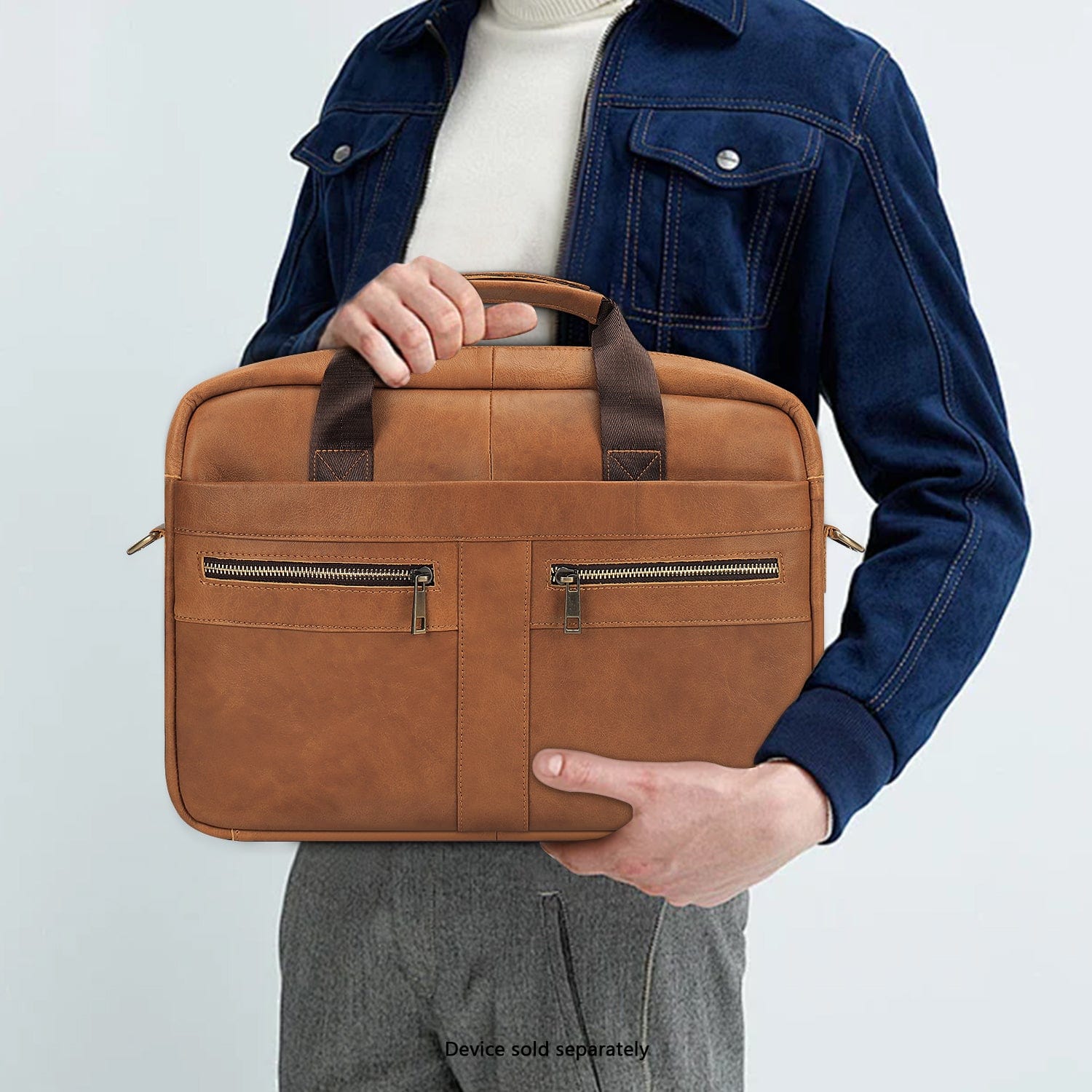 Genuine Leather Business Bag Briefcase - Laptops up to 16-inch