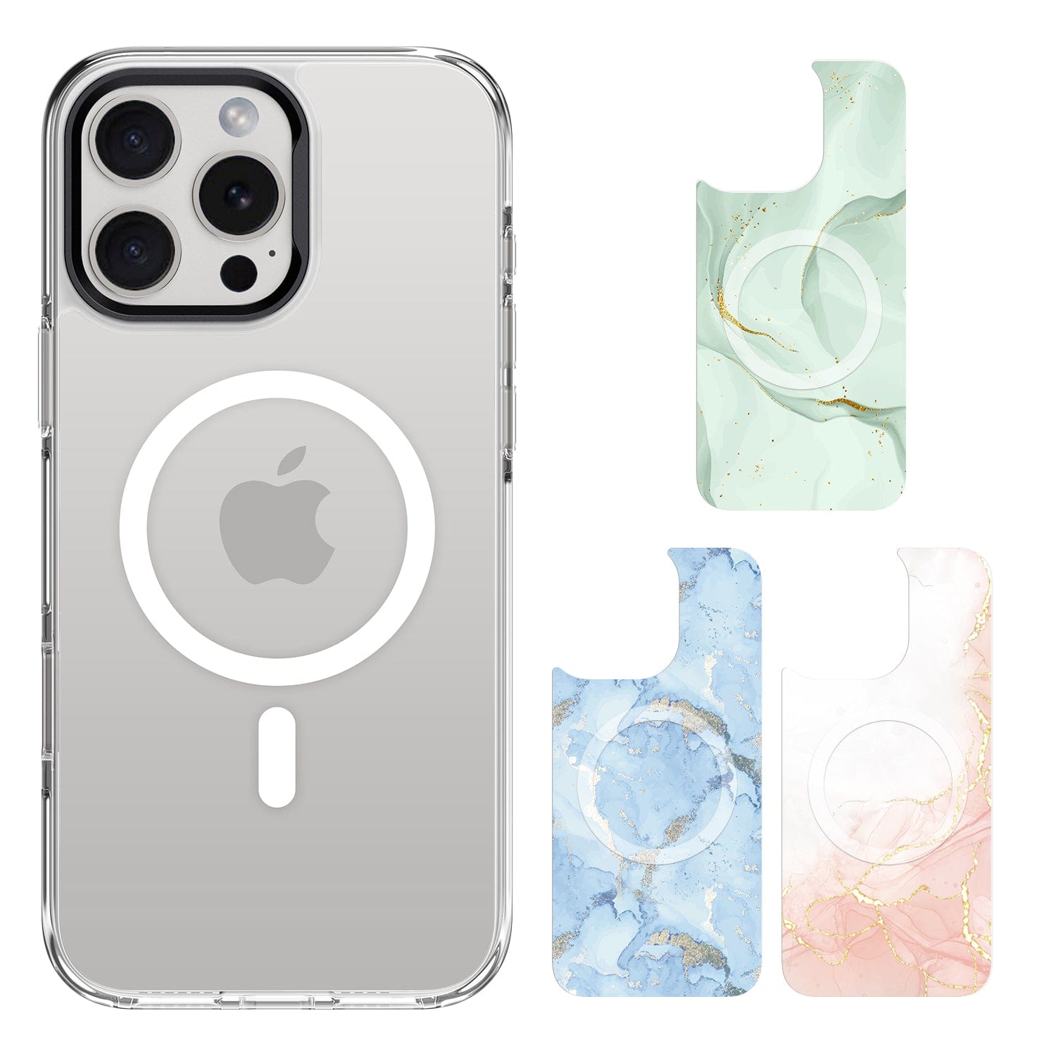 iPhone 16 Pro Max Case with Swappable Floral & Marble Designs - Wireless Charging | Inspire Series