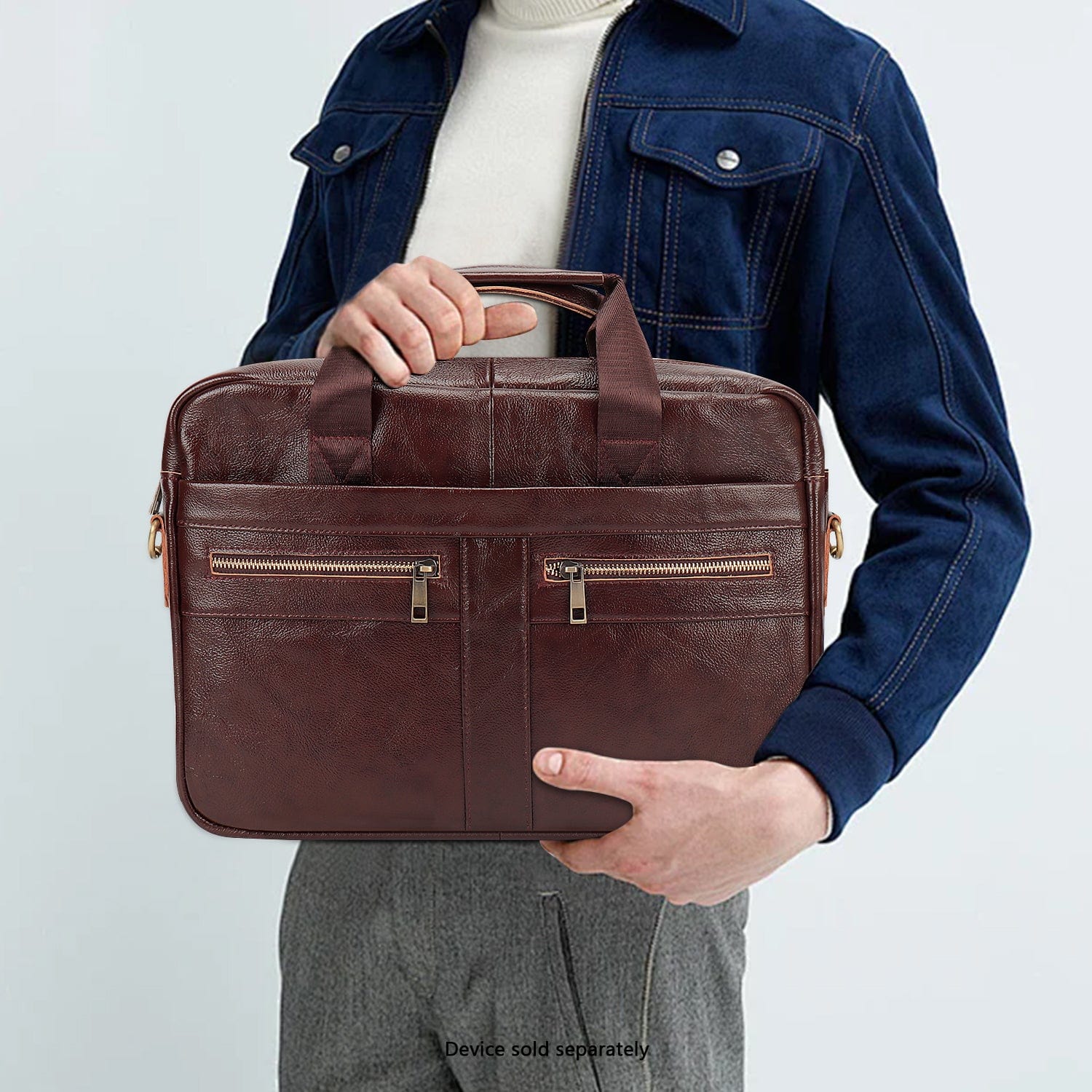 Genuine Leather Business Bag Briefcase - Laptops up to 16-inch