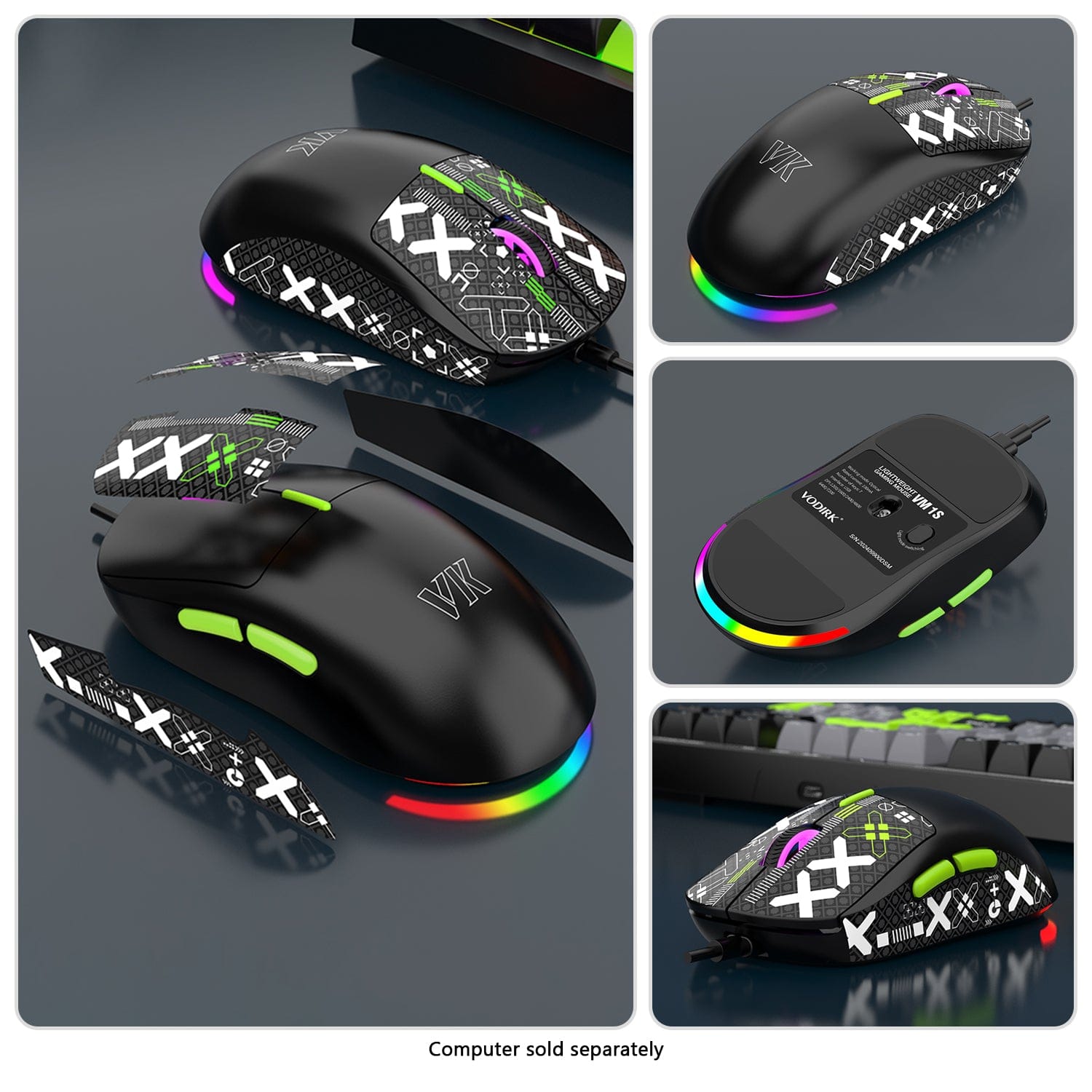 Wired Gaming Keyboard & Mouse Combo - 98 Keys, Anti-Ghosting Multi-Key, 7-RGB Backlights