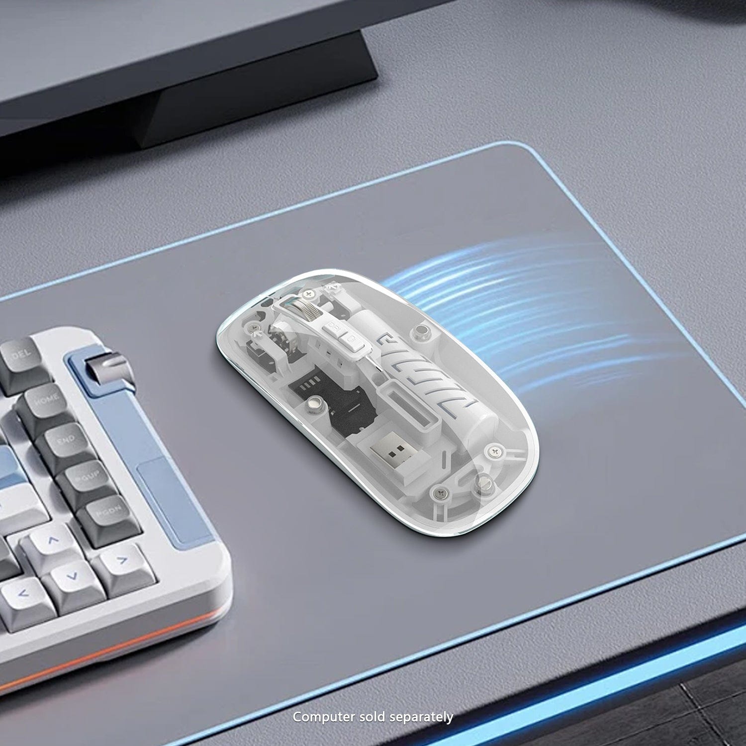 Wireless Mouse - Transparent Dual-Mode, Rechargeable Design | Glacier Series