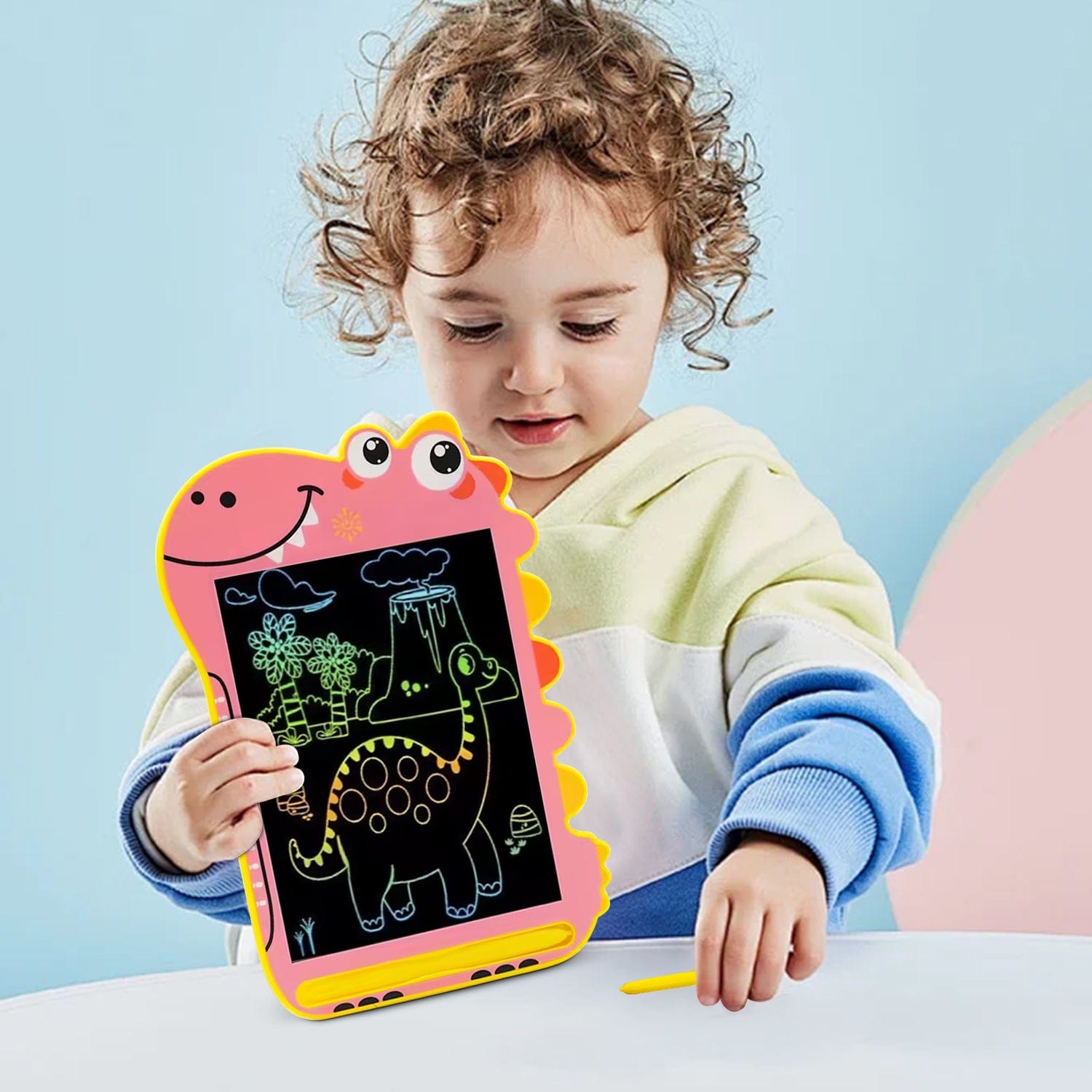 LCD Writing Kids Tablet 8.5" - Dinosaur Color Display, One-Click Erase