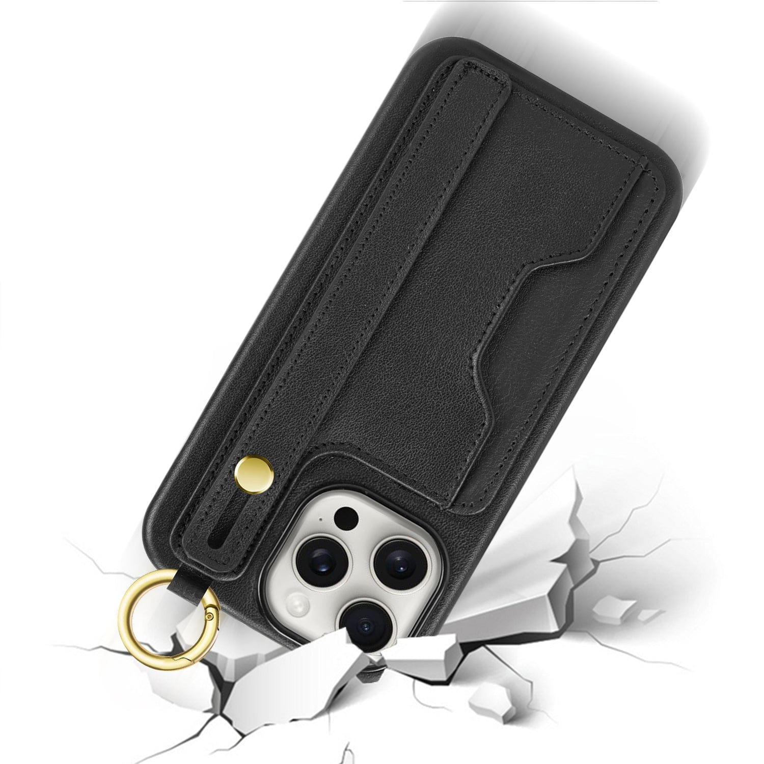 Indy Series Leather Wallet FingerGrip Case with Screen and Camera Protector - iPhone 15 Pro Max