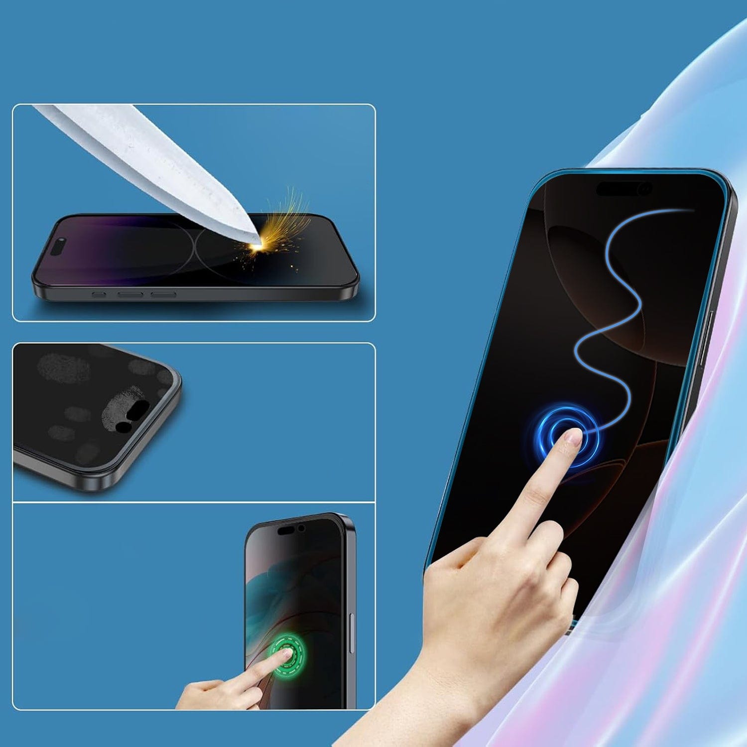 iPhone 16 Pro Max Privacy Tempered Glass Screen Protector - 9H Hardness, Anti-Spy | ZeroDamage
