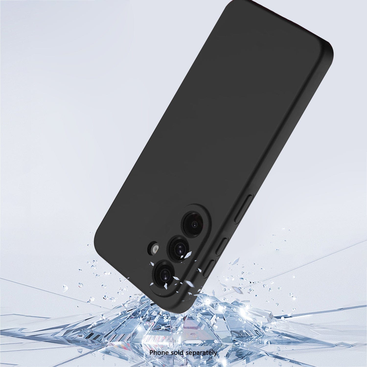 Samsung Galaxy A57 case with water splash design on a light gray background