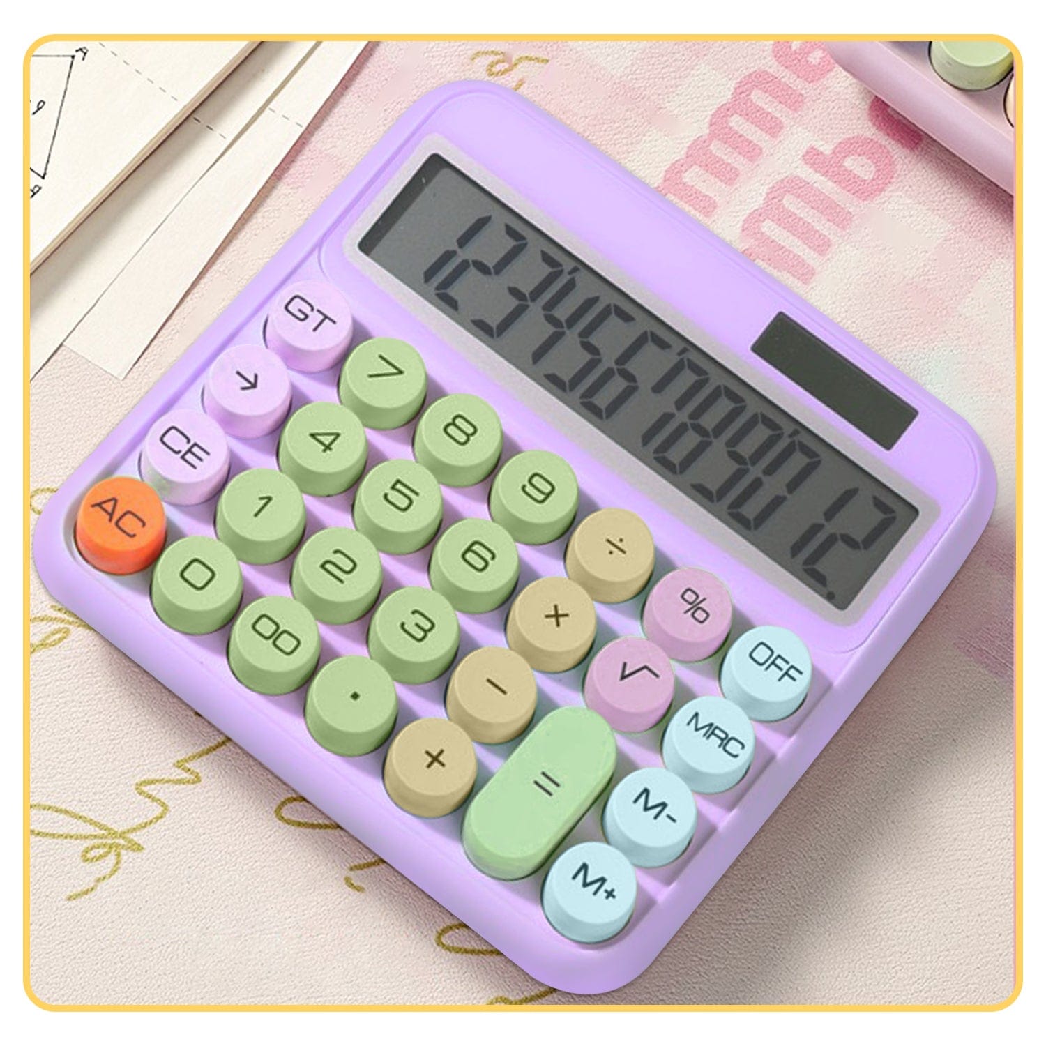 Desktop Calculator - Solar & Battery Powered, 12-Digit, Large Keys