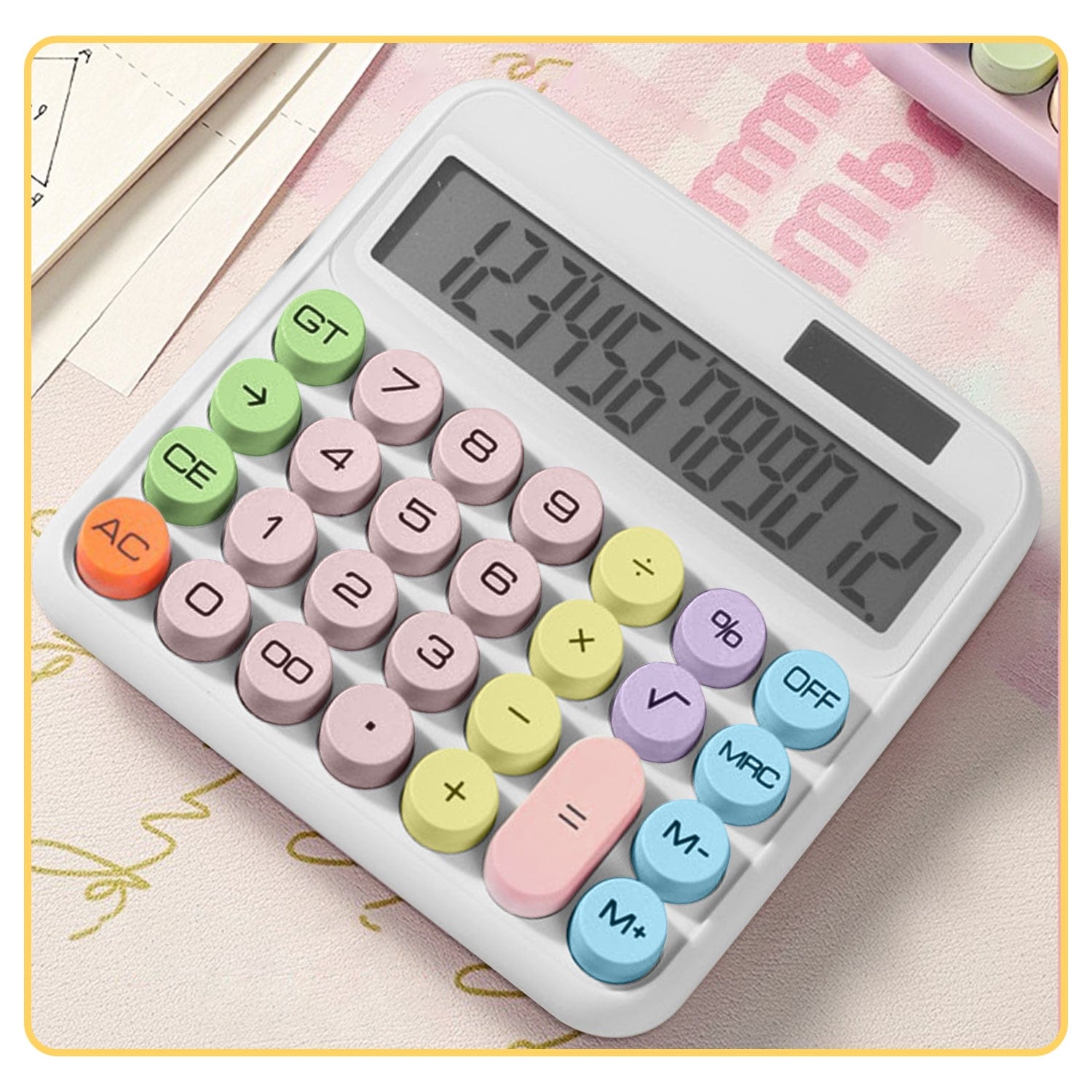 Desktop Calculator - Solar & Battery Powered, 12-Digit, Large Keys