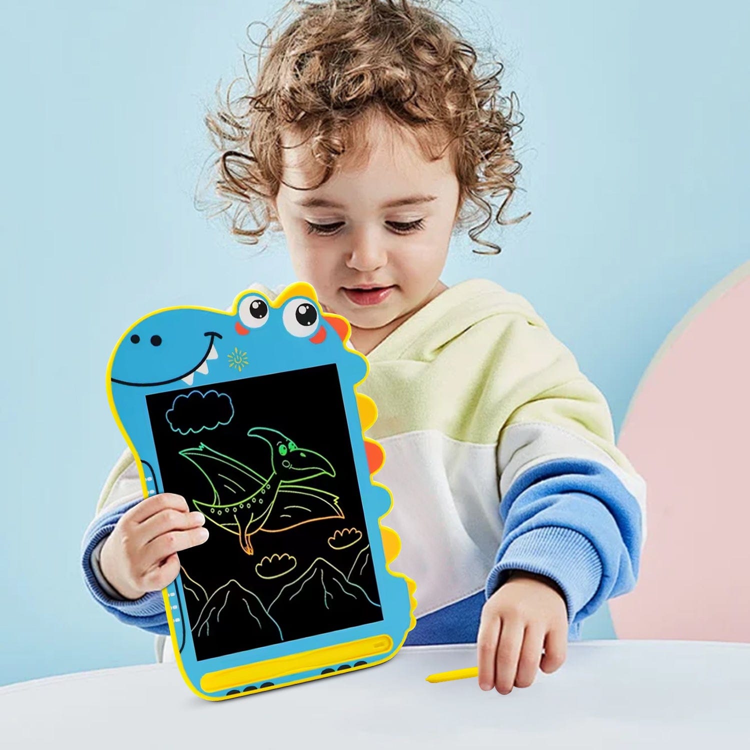 LCD Writing Kids Tablet 8.5" - Dinosaur Color Display, One-Click Erase