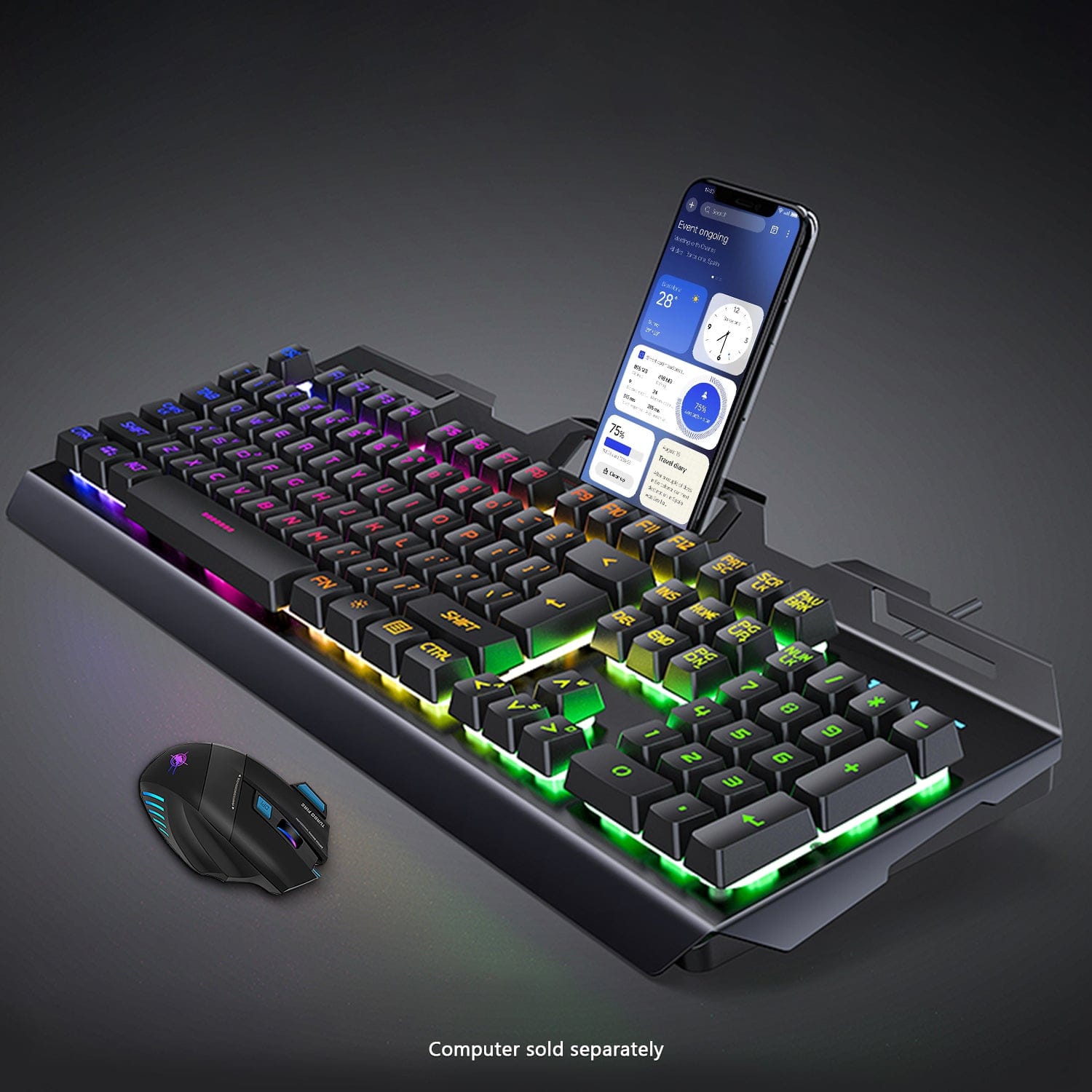 Wired Gaming Keyboard & Mouse Combo - Anti-Ghosting Multi-Key, 7-RGB Backlights