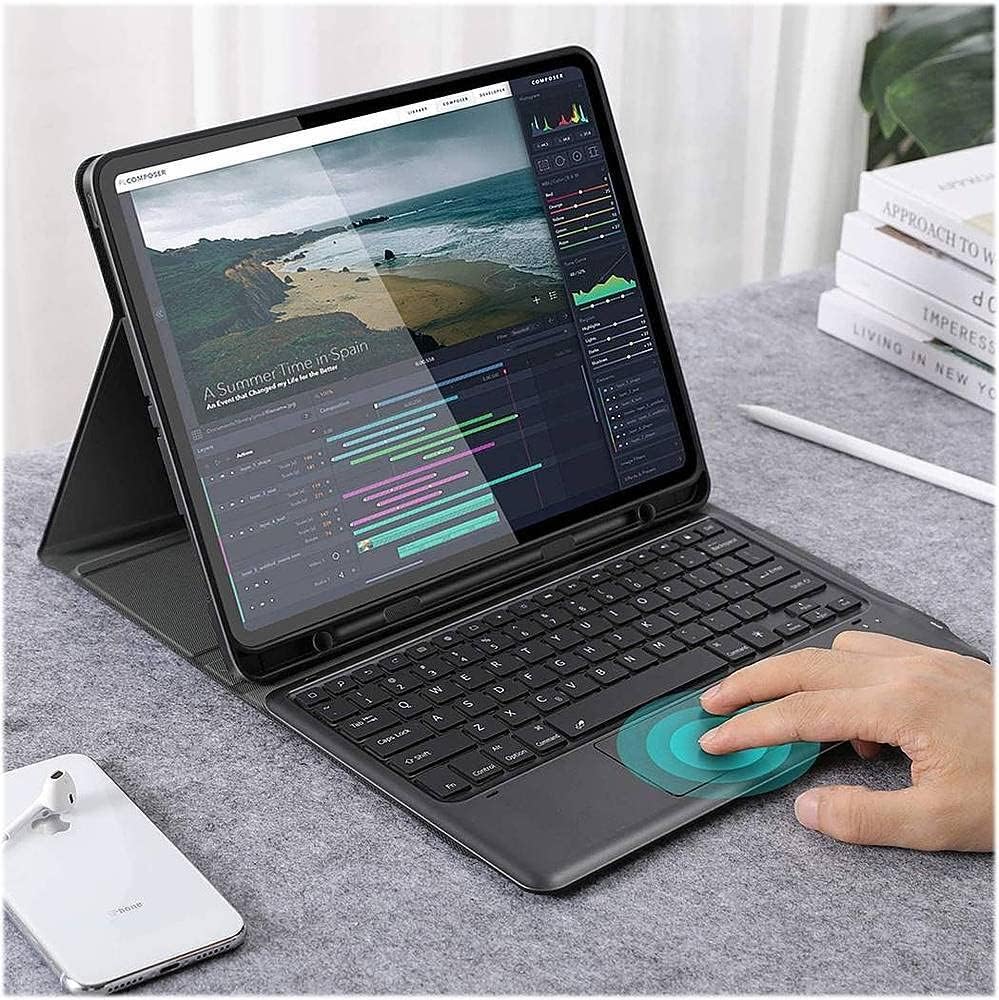 Navigate Series Keyboard Folio Case with Tempered Glass Screen - iPad Pro 12.9" (4th, 5th, and 6th Generation)