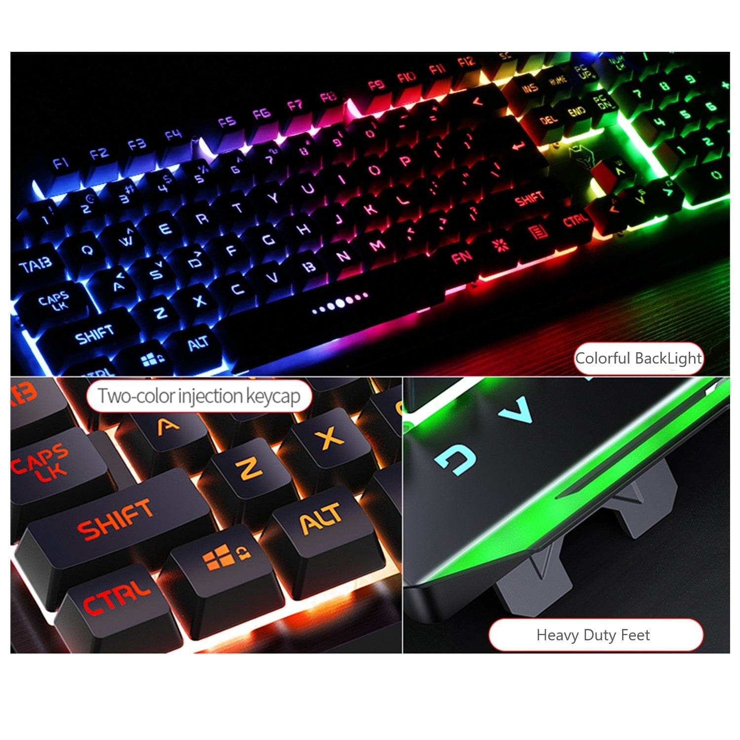 Wired Gaming Keyboard & Mouse Combo - Anti-Ghosting Multi-Key, 7-RGB Backlights