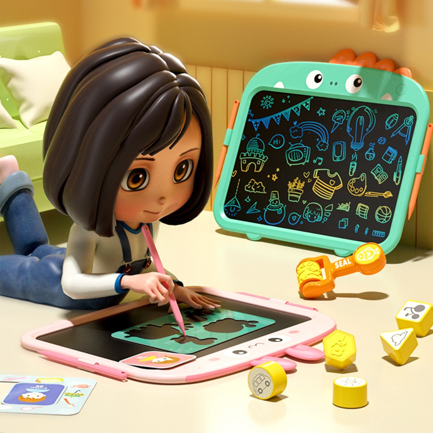 LCD Writing Kids Tablet 13.5" - Color Display, One-Click Erase