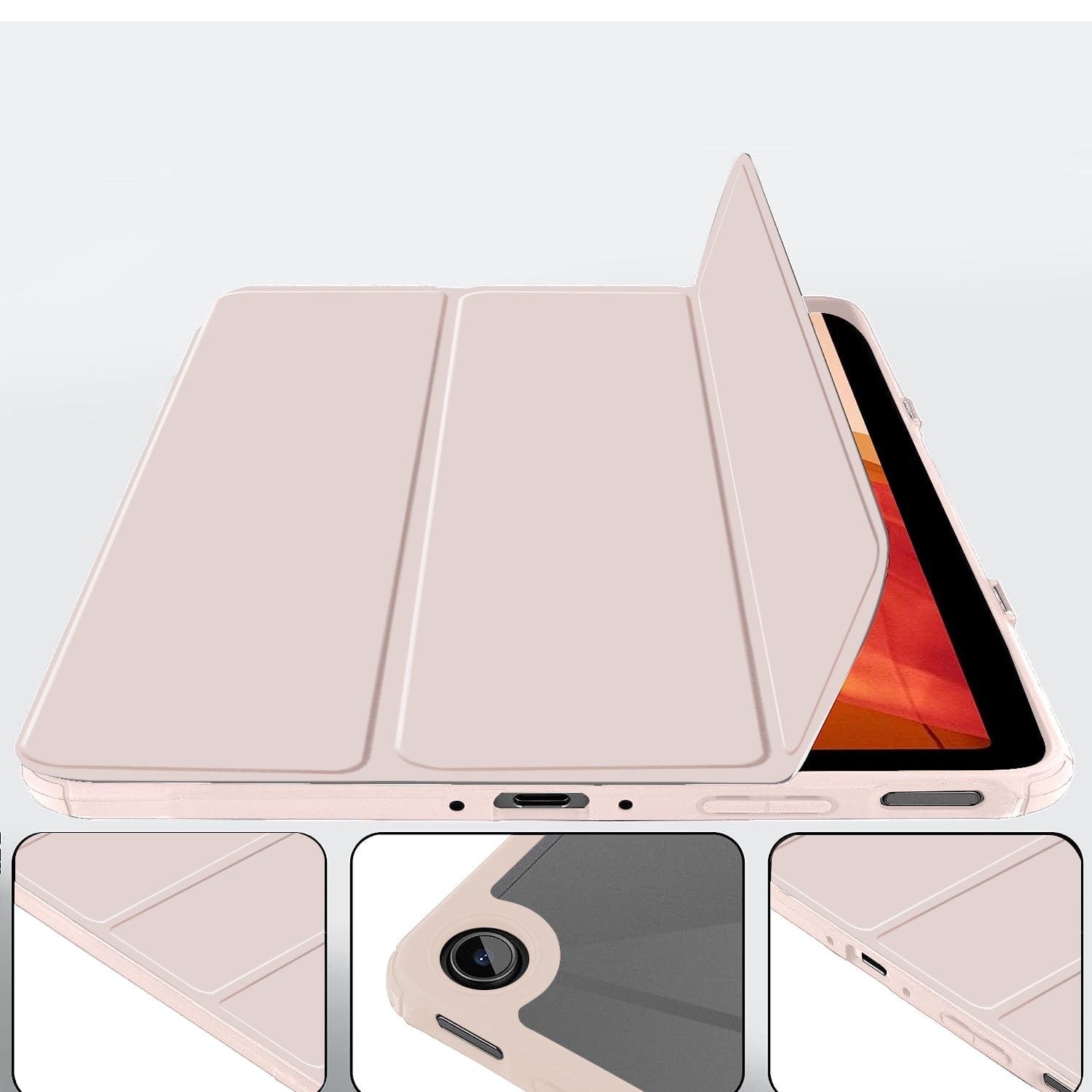 Tri-Fold Folio Case for Amazon Fire Max 11 - Rose Gold