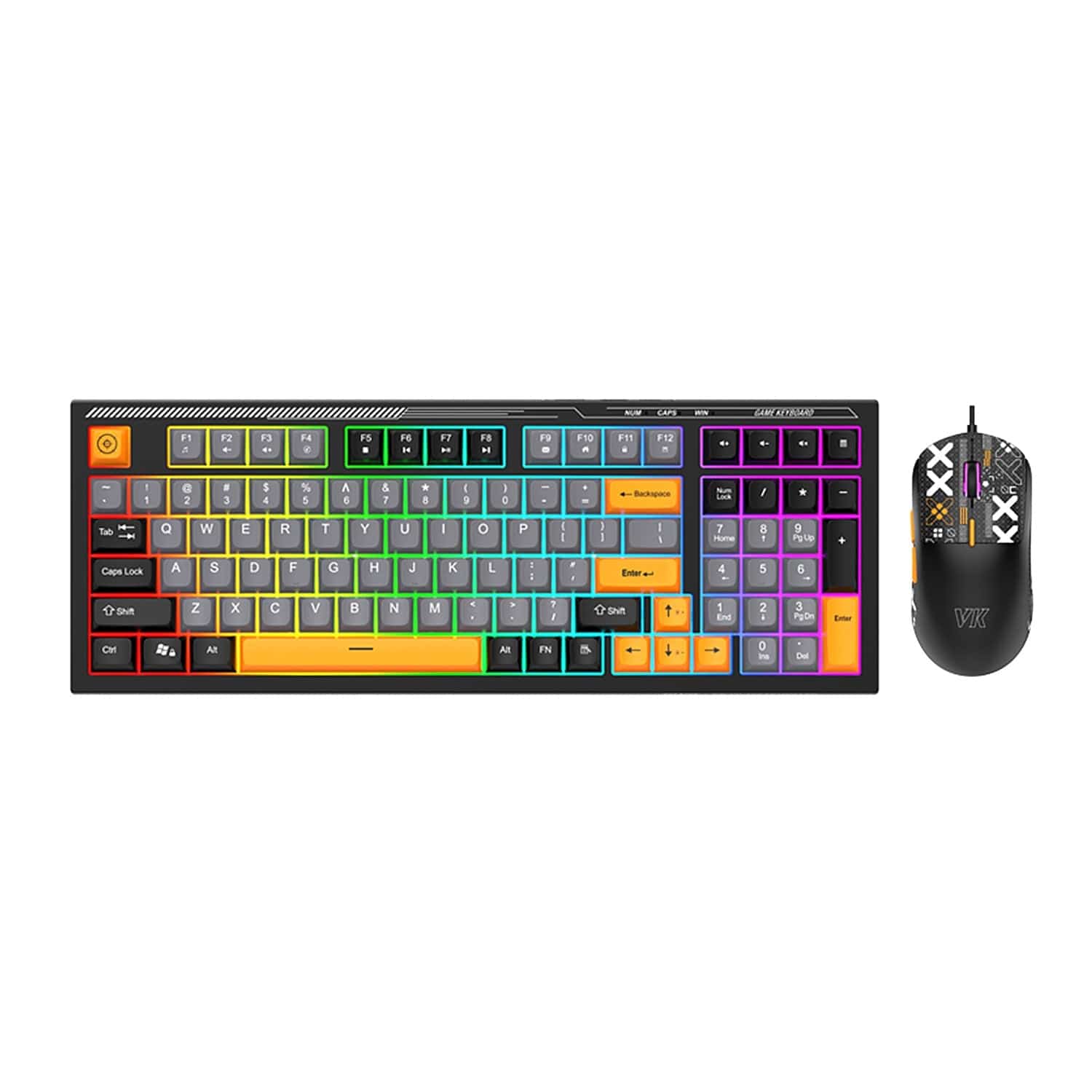 Wired Gaming Keyboard & Mouse Combo - 98 Keys, Anti-Ghosting Multi-Key, 7-RGB Backlights