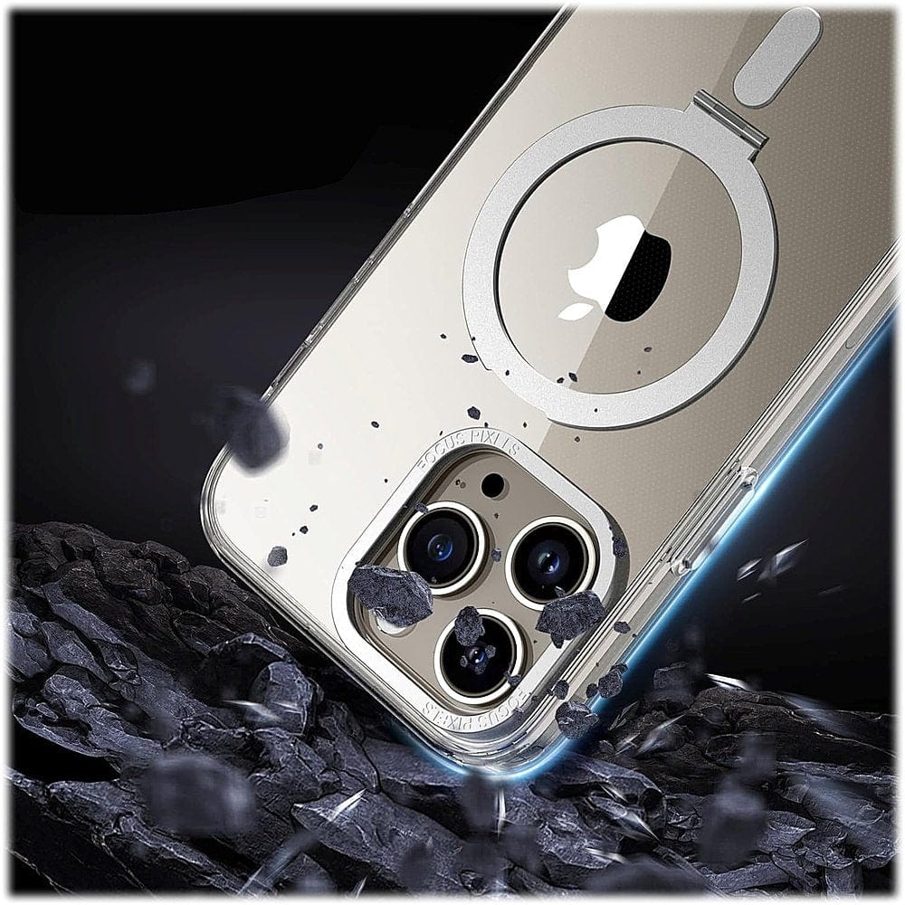 Protection Kit Bundle - Kickstand Case with Tempered Glass Screen and Camera Protector for iPhone 15 Pro Max - Clear