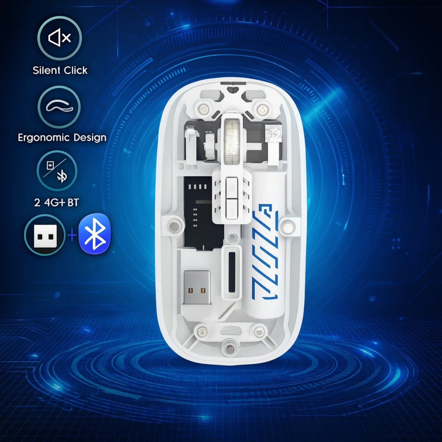 Wireless Mouse - Transparent Dual-Mode, Rechargeable Design | Glacier Series