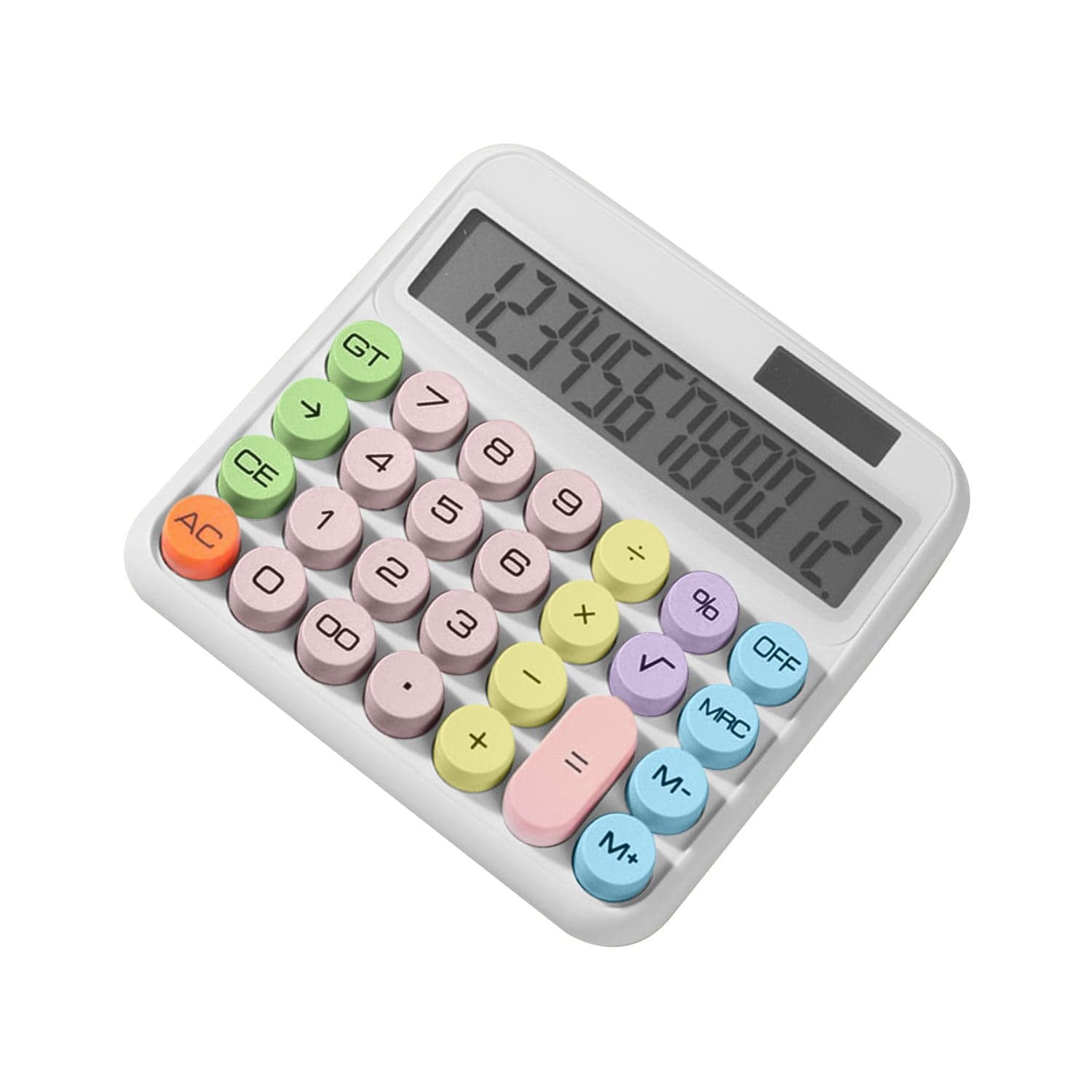 Desktop Calculator - Solar & Battery Powered, 12-Digit, Large Keys