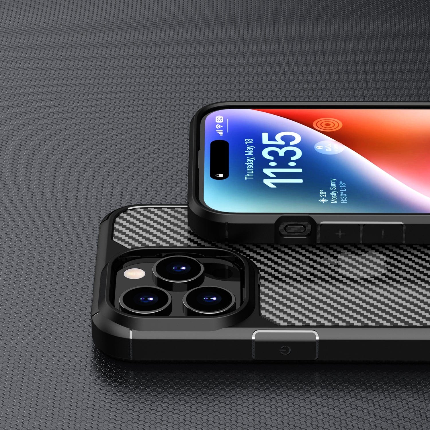 Protection Kit Bundle - Anti-Slip Series Case with Tempered Glass Screen and Camera Protector for iPhone 15 Pro Max - Black