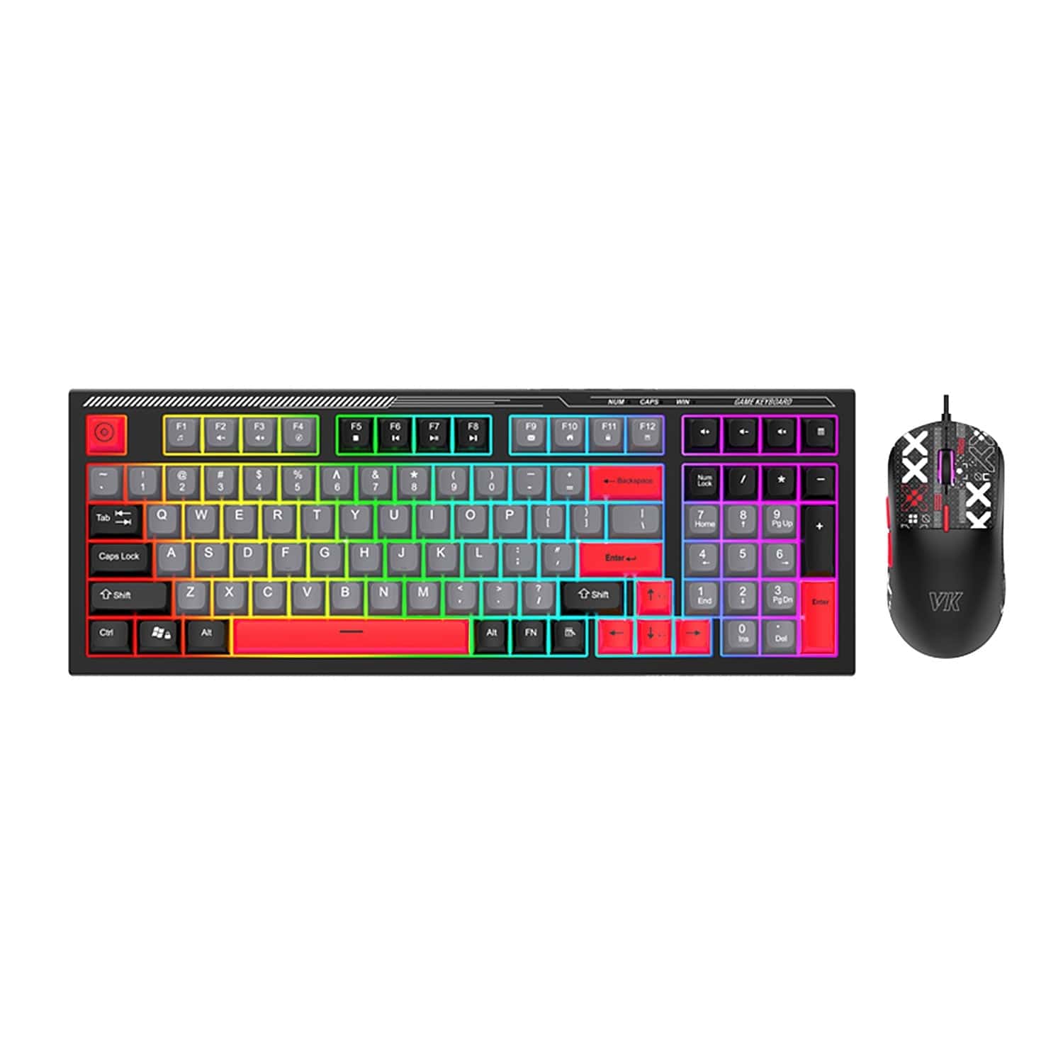 Wired Gaming Keyboard & Mouse Combo - 98 Keys, Anti-Ghosting Multi-Key, 7-RGB Backlights