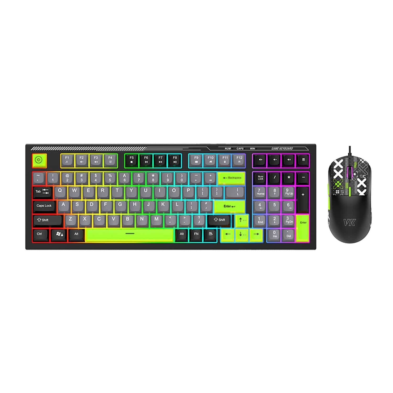 Wired Gaming Keyboard & Mouse Combo - 98 Keys, Anti-Ghosting Multi-Key, 7-RGB Backlights
