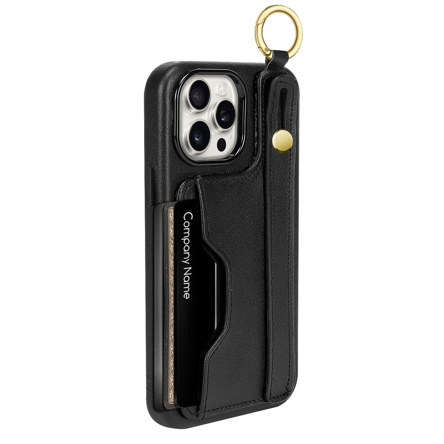 Indy Series Leather Wallet FingerGrip Case with Screen and Camera Protector - iPhone 15 Pro Max