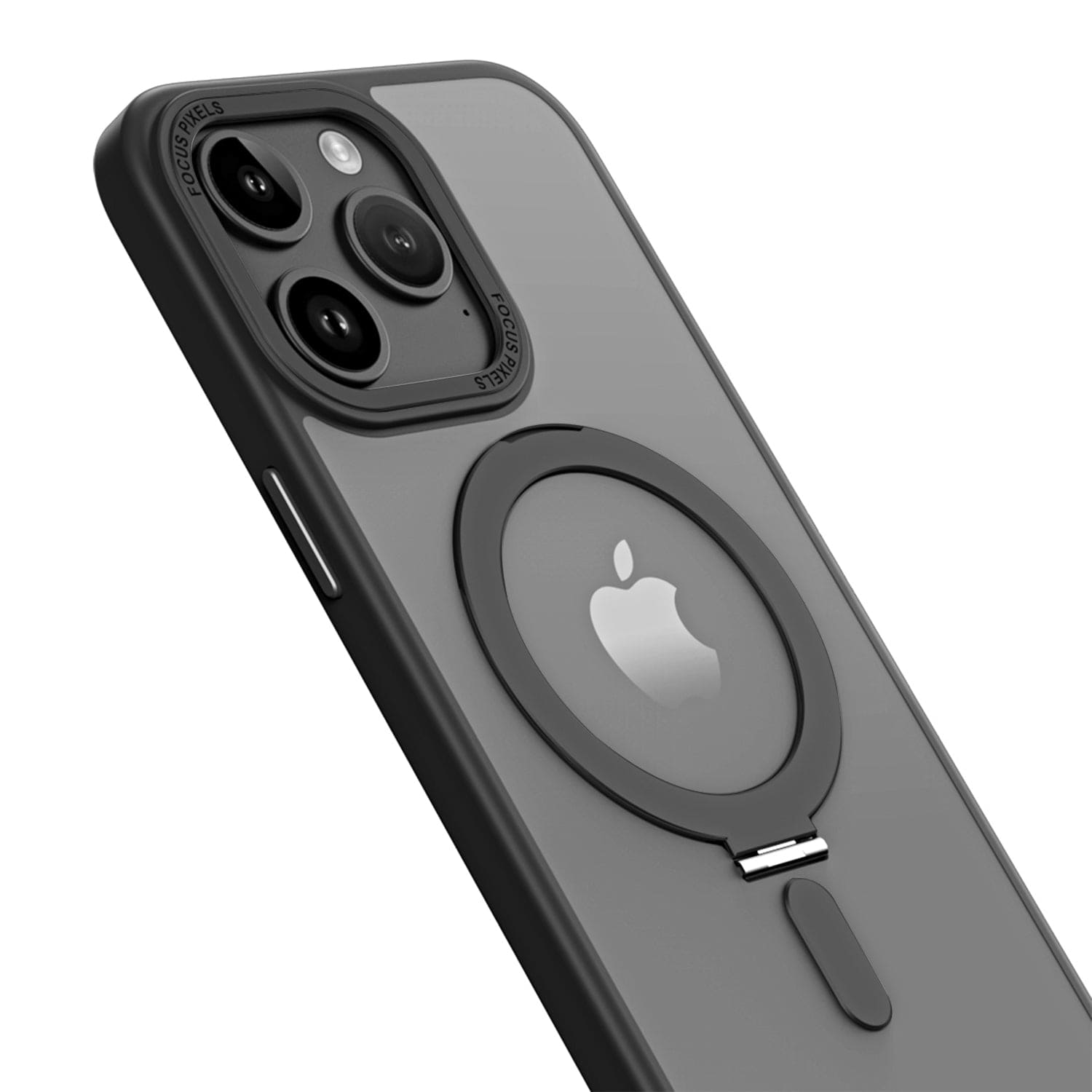 Protection Kit Bundle - Hybrid-Flex Kickstand Case with Tempered Glass Screen and Camera Protector for iPhone 15 Pro Max - Clear Black