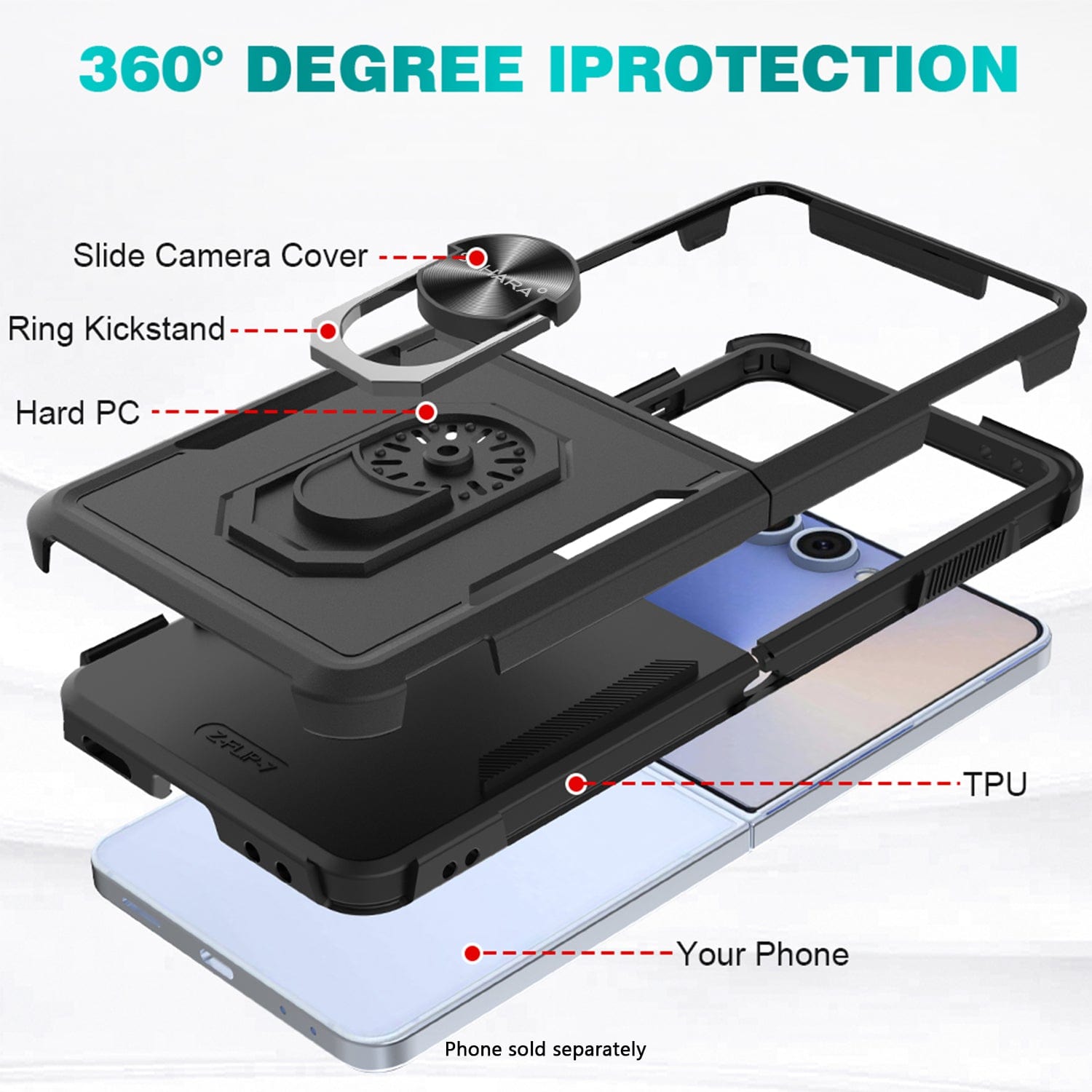 Raider Series Heavy Duty Case for Samsung Galaxy Z Flip7 - Scorpion Black