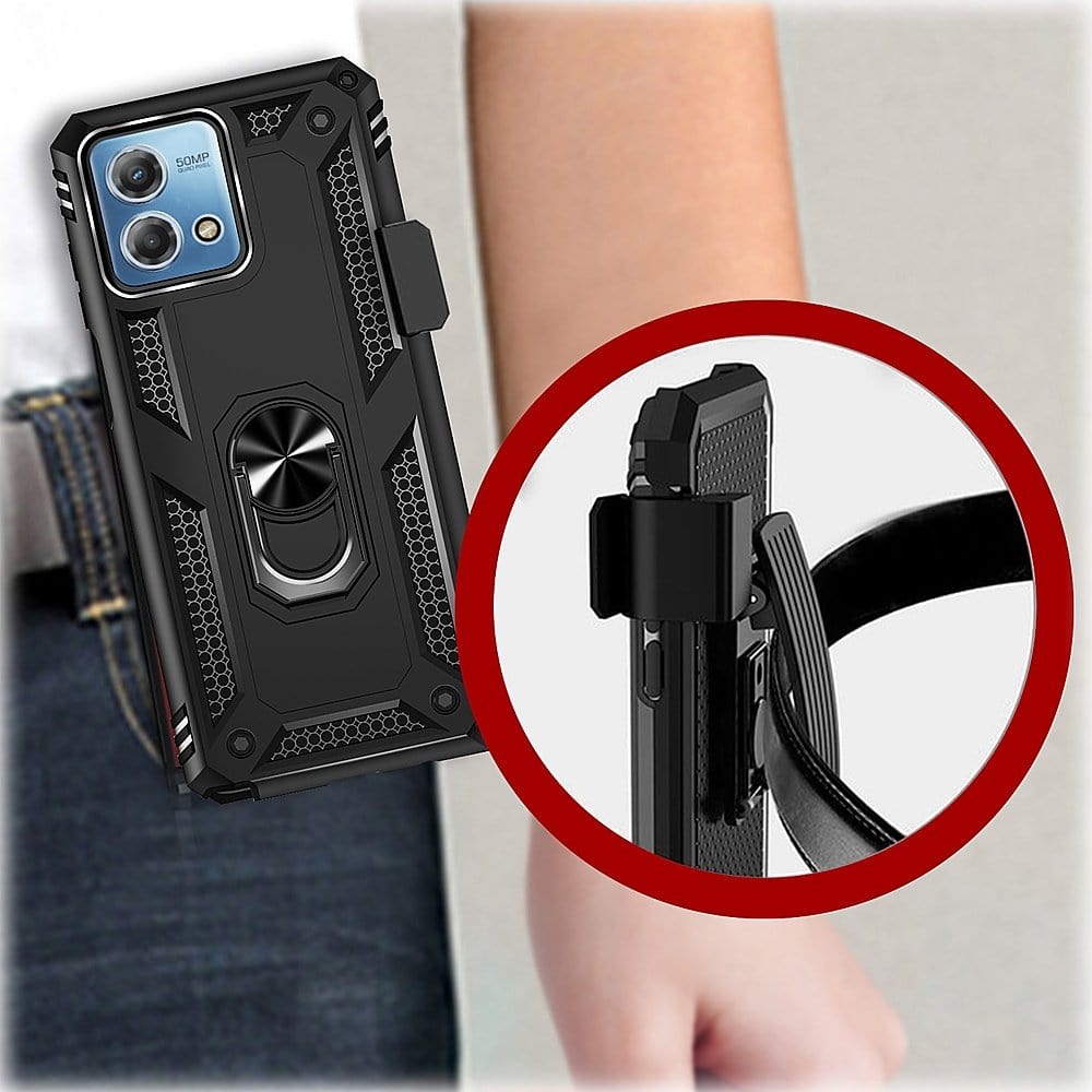Military Kickstand Series with Belt Clip Case for Motorola G Stylus 5G (2023) - Black