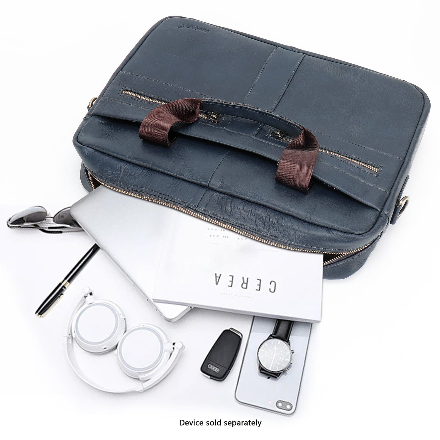Genuine Leather Business Bag Briefcase - Laptops up to 16-inch