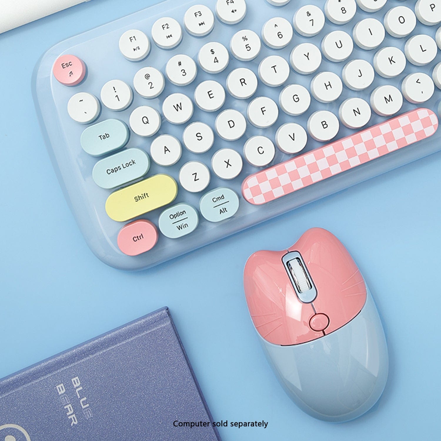 Wireless Keyboard & Mouse Combo - Silent Click, Colorful 104 Keys