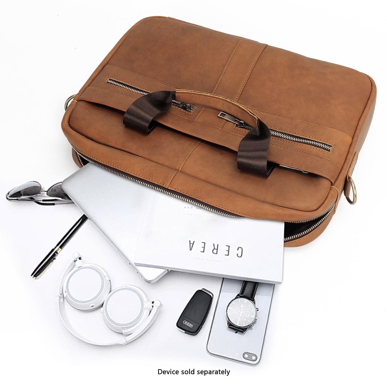 Genuine Leather Business Bag Briefcase - Laptops up to 16-inch