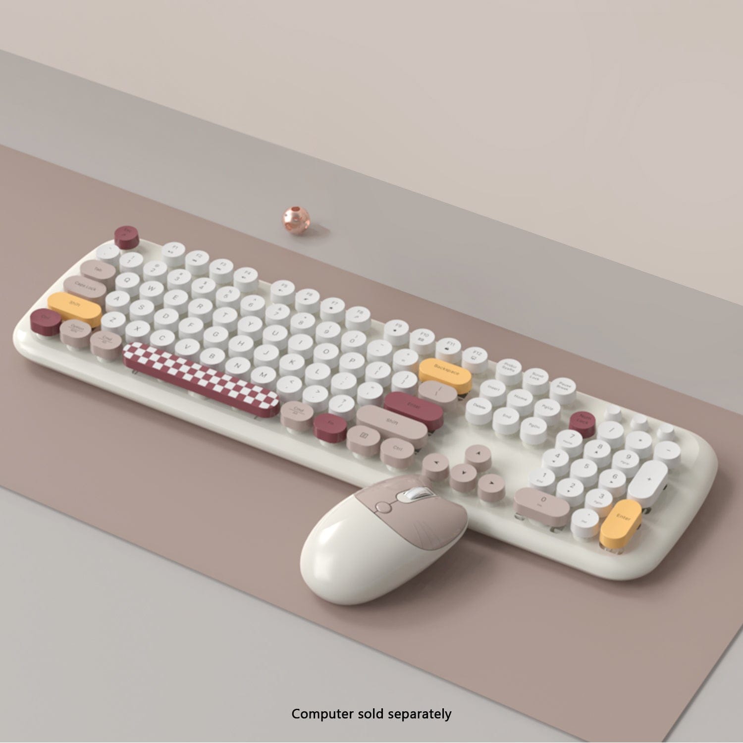 Wireless Keyboard & Mouse Combo - Silent Click, Colorful 104 Keys