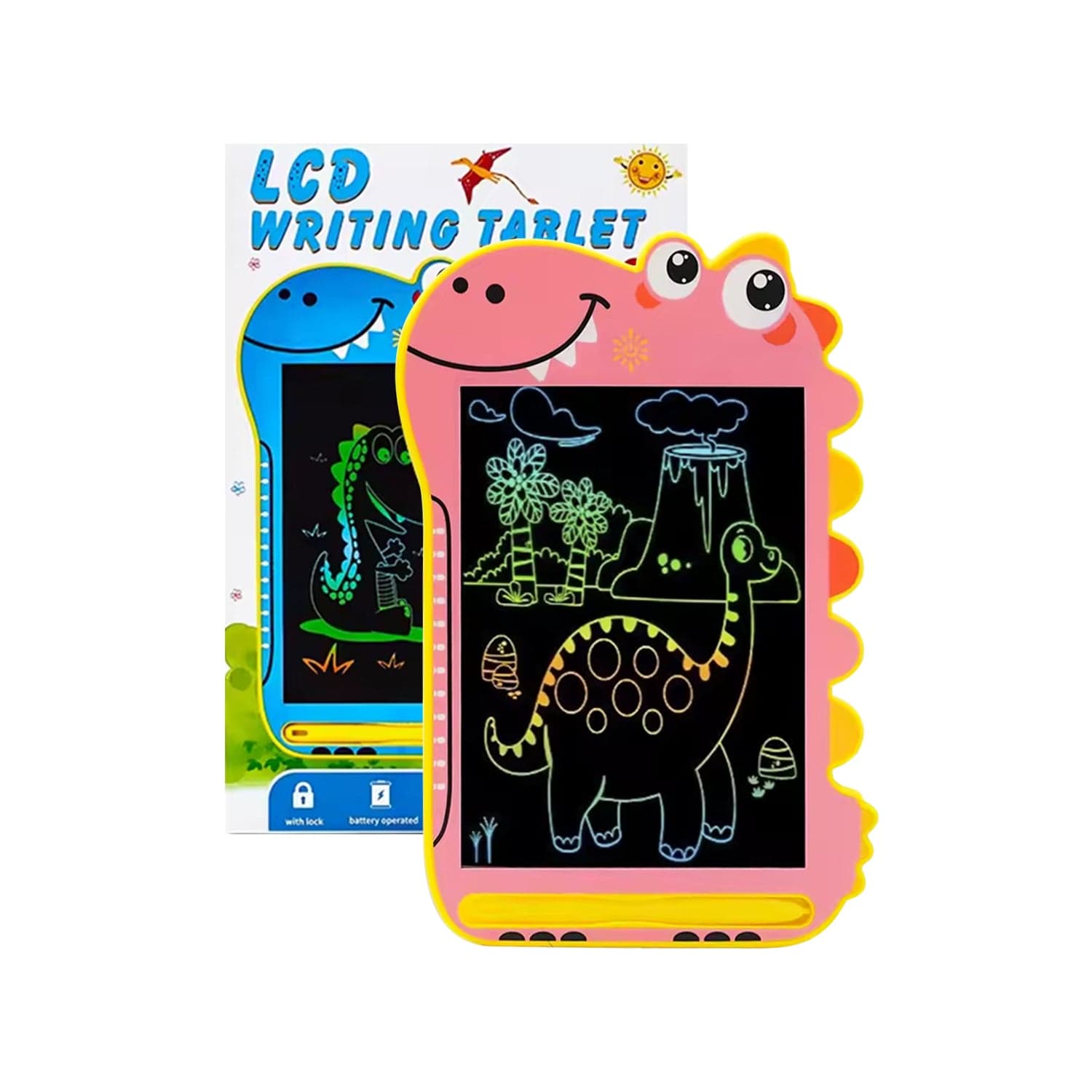 LCD Writing Kids Tablet 8.5" - Dinosaur Color Display, One-Click Erase