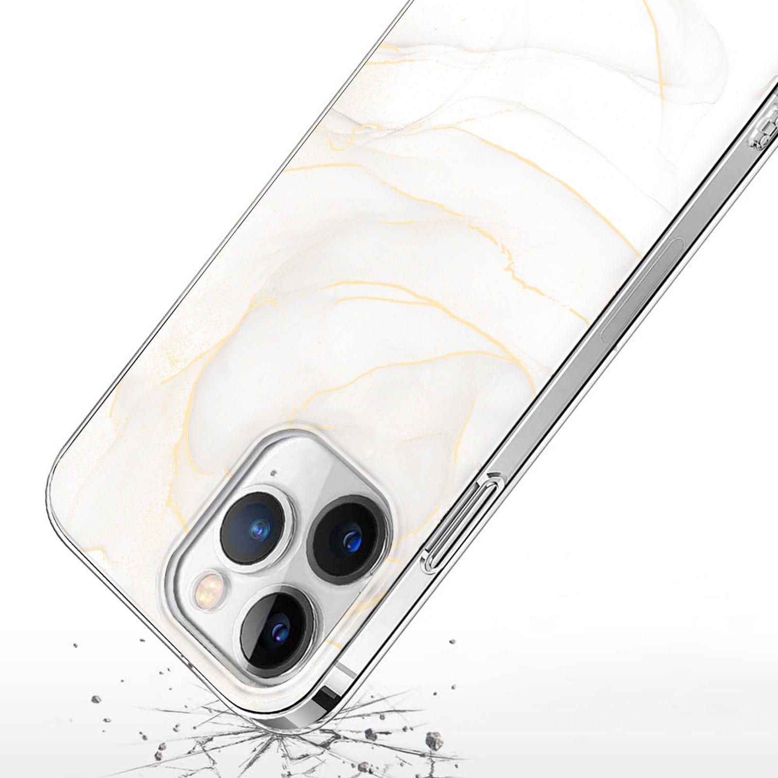 Protection Kit Bundle - White Marble Series Case with Tempered Glass Screen and Camera Protector for iPhone 15 Pro Max