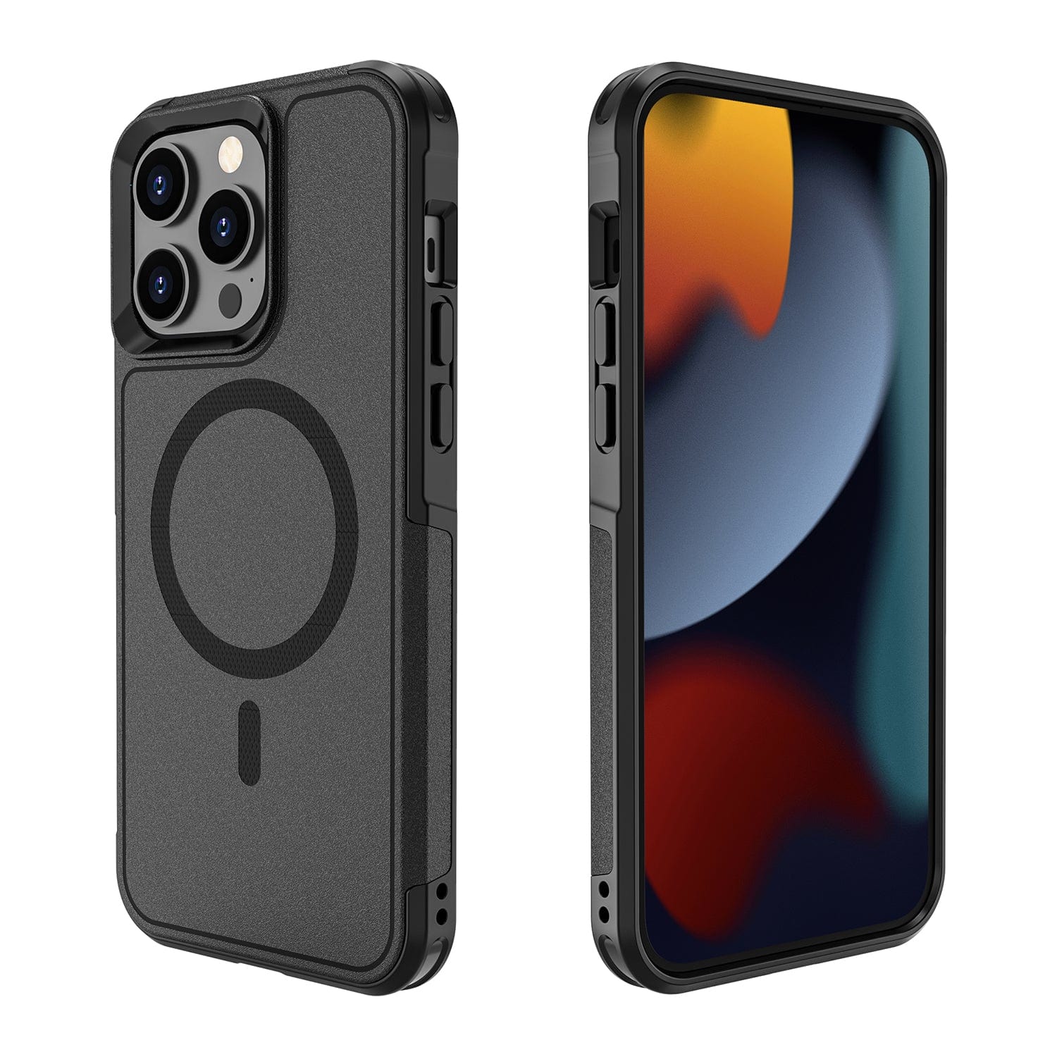 Protection Kit Bundle - Armor Series Hard Shell Case with Tempered Glass Screen and Camera Protector for iPhone 15 Pro Max - Black
