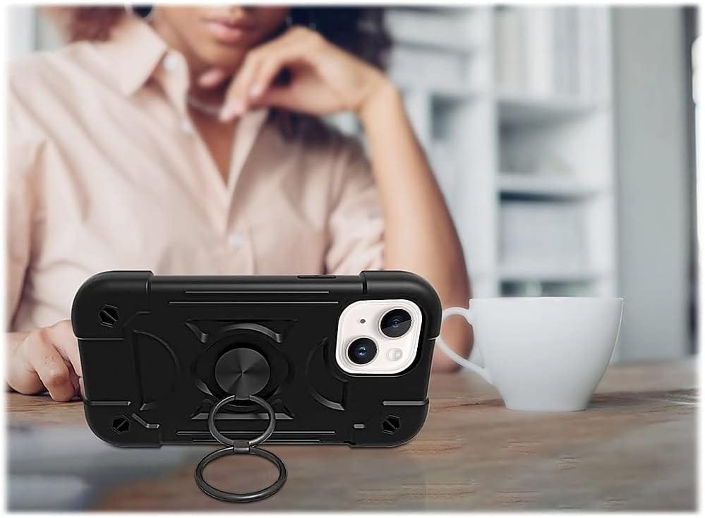 iPhone 14 Plus 6.7-inch Protection Kit Bundle - DualShock Case with Tempered Glass Screen and Camera Protector - Black