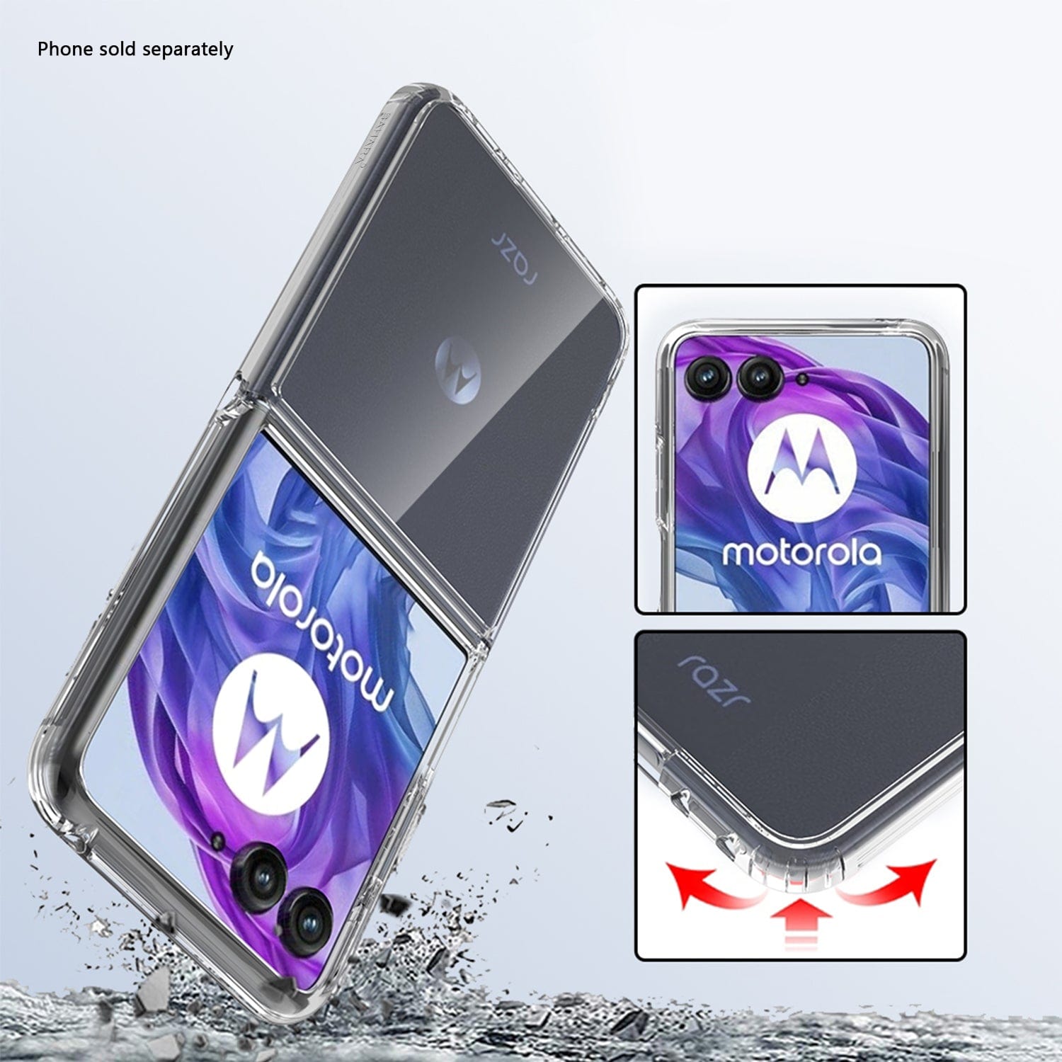 Motorola Razr+ (2025) Clear Case - Anti-Slip Grip, Shock-Absorbing Corners | Venture Series
