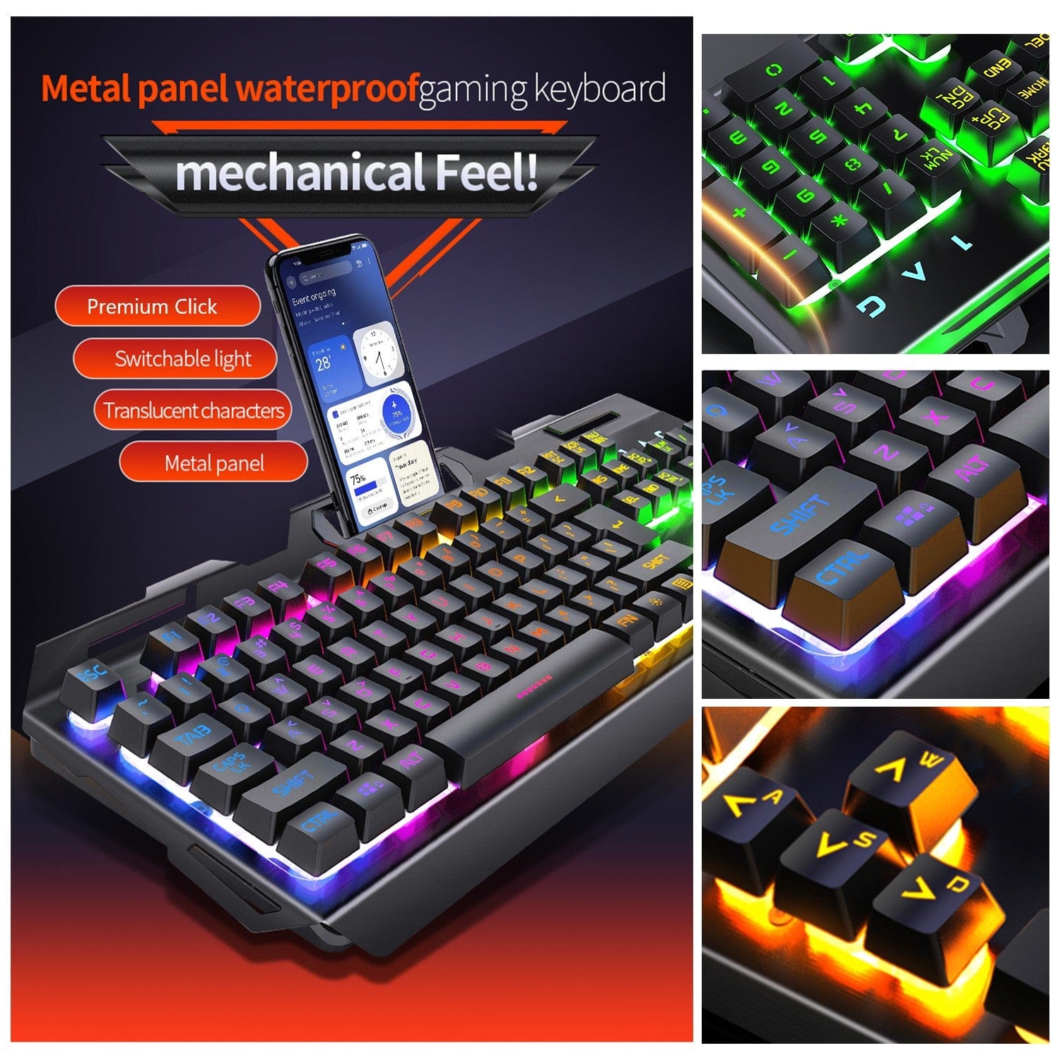 Wired Gaming Keyboard & Mouse Combo - Anti-Ghosting Multi-Key, 7-RGB Backlights
