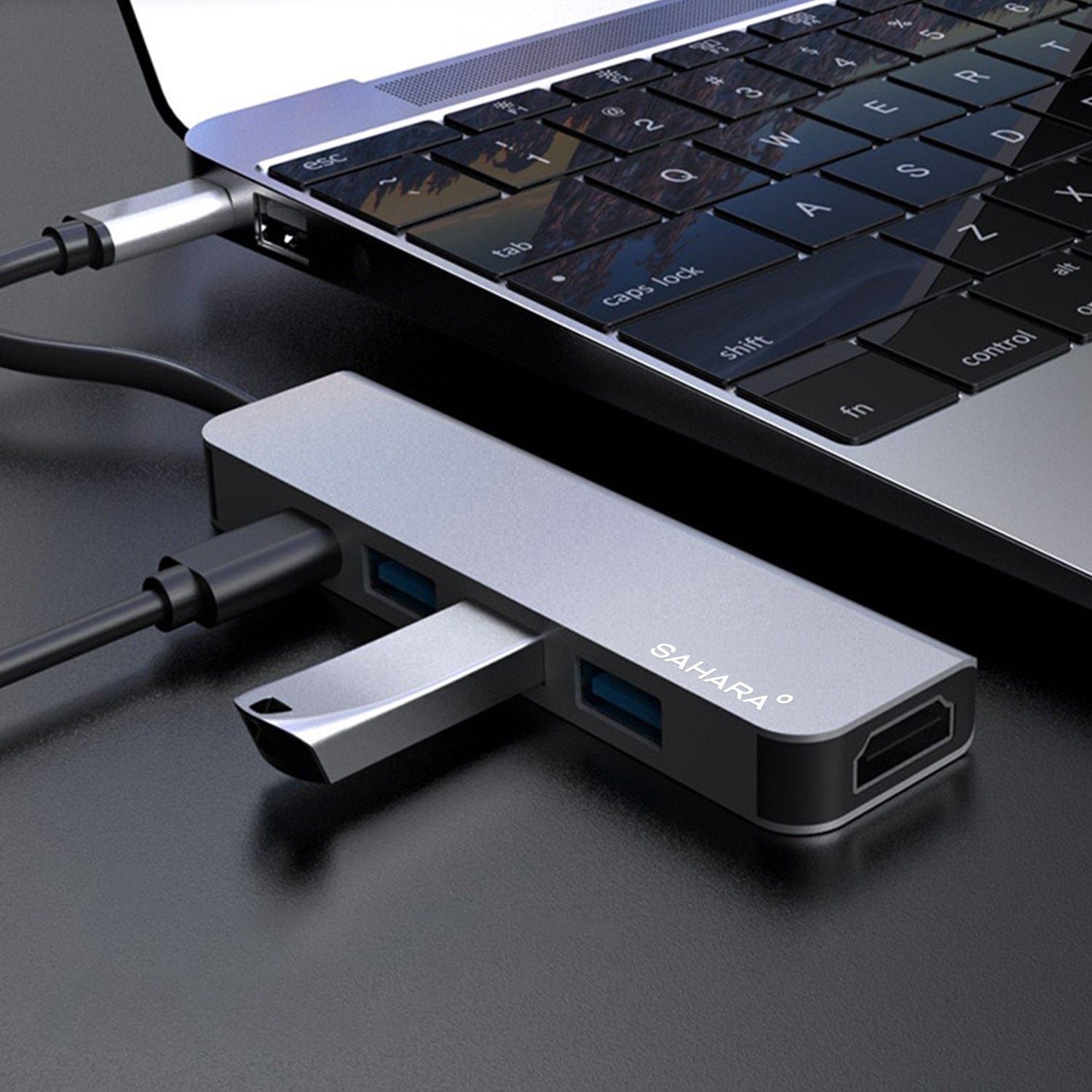 5-in-1 USB-C Hub Adapter – Sleek Aluminum Multiport Hub with HDMI, USB 3.0, and USB-C PD Charging – Compatible with PC and MAC