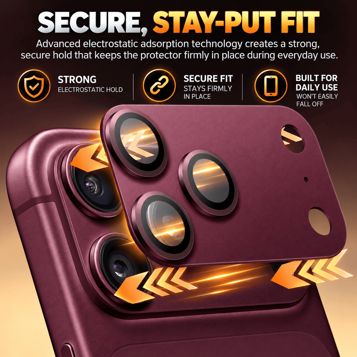 Burgundy camera lens protector for iPhone 18 Pro Max, 1-Pack