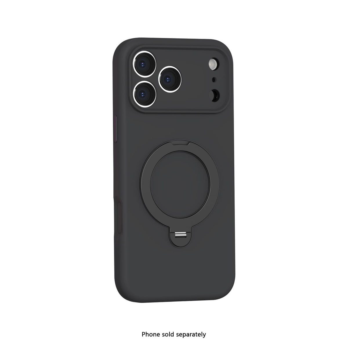 iPhone 18 Pro Venture Series liquid silicone MagSafe case with 360° ring stand in Black – view 2