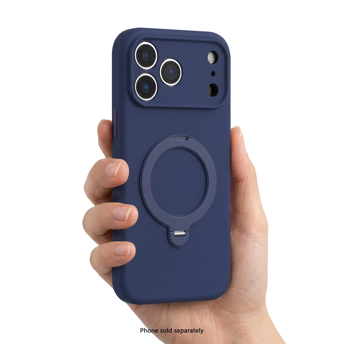 iPhone 18 Pro Venture Series liquid silicone MagSafe case with 360° ring stand in Dark Blue – view 5