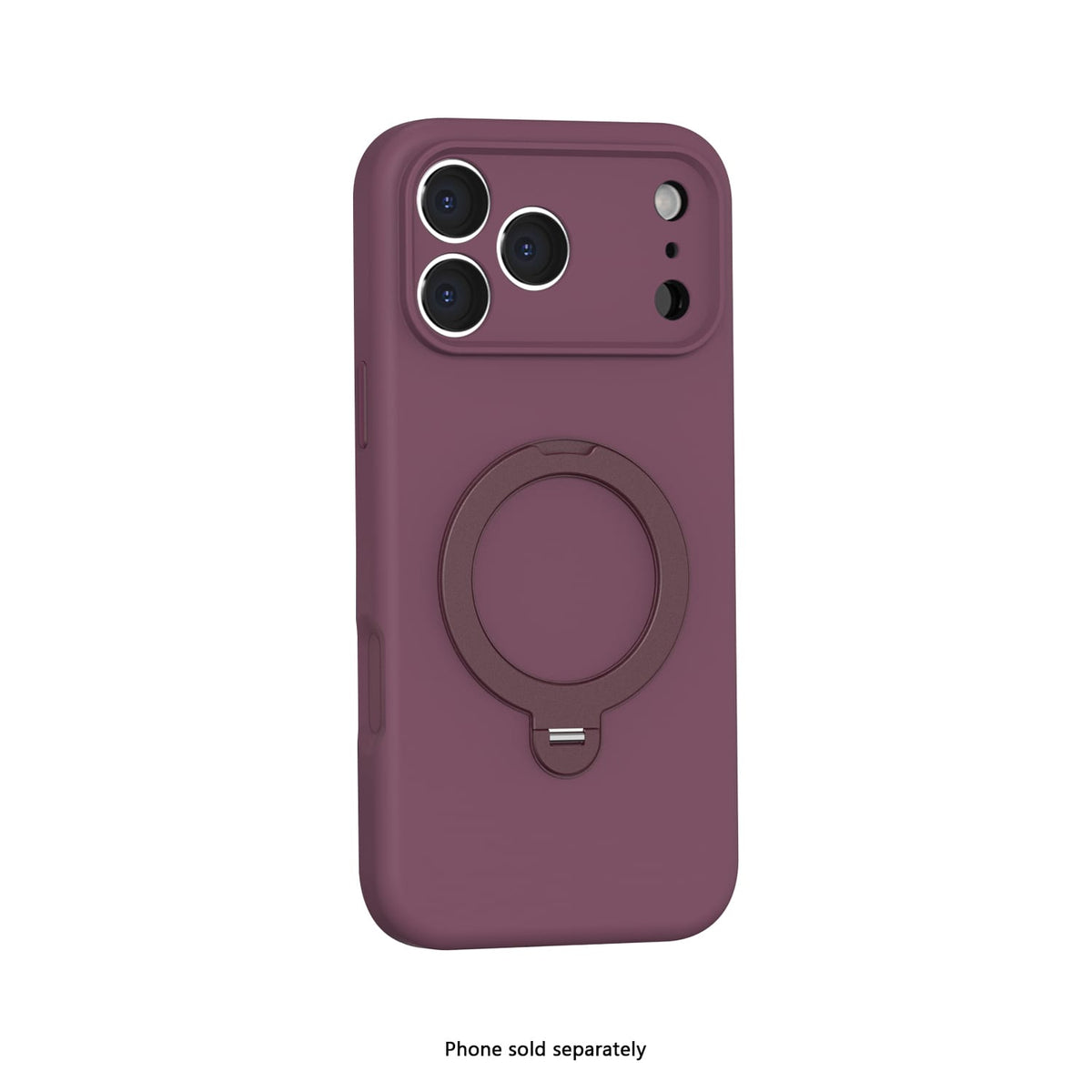 iPhone 18 Pro Venture Series liquid silicone MagSafe case with 360° ring stand in Dark Cherry – view 2