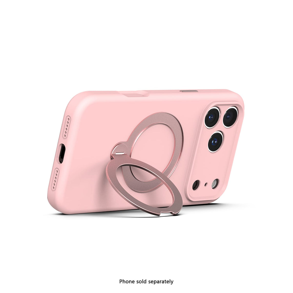 iPhone 18 Pro Venture Series liquid silicone MagSafe case with 360° ring stand in Dark Pink – view 4