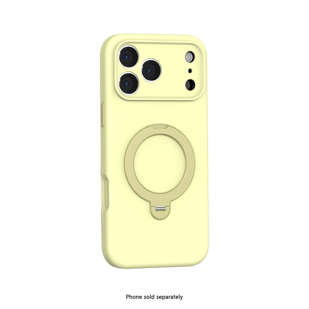 iPhone 18 Pro Venture Series liquid silicone MagSafe case with 360° ring stand in Yellow – view 2