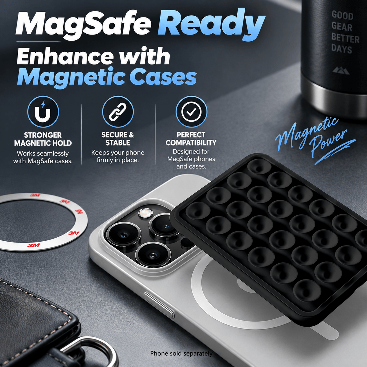 Black MagSafe suction cup phone mount