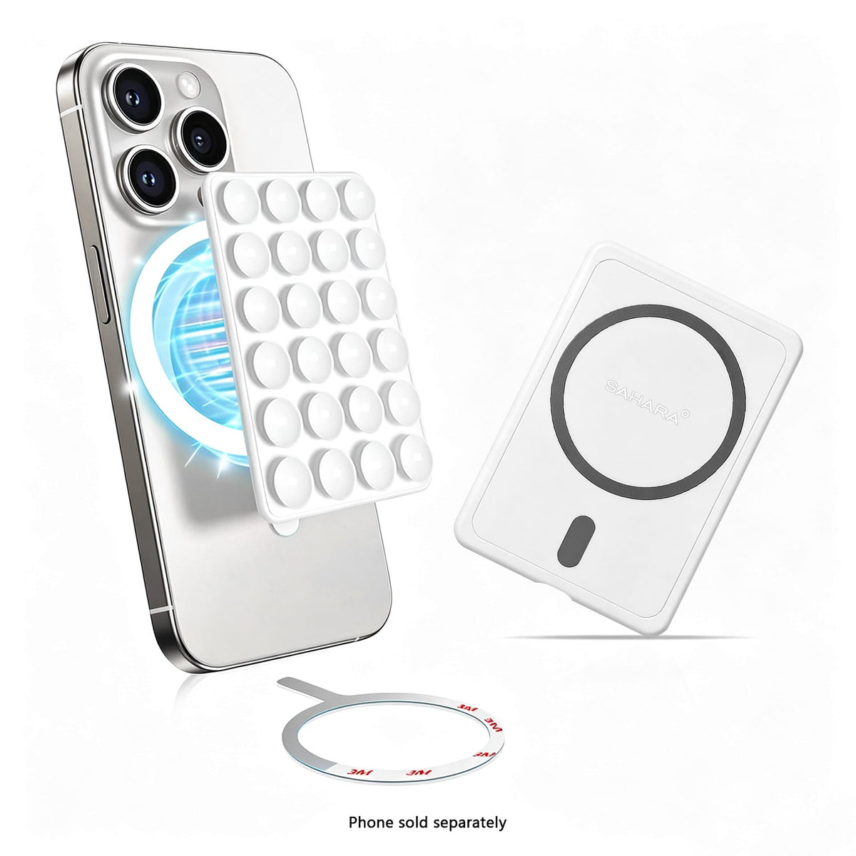 White MagSafe suction cup phone mount