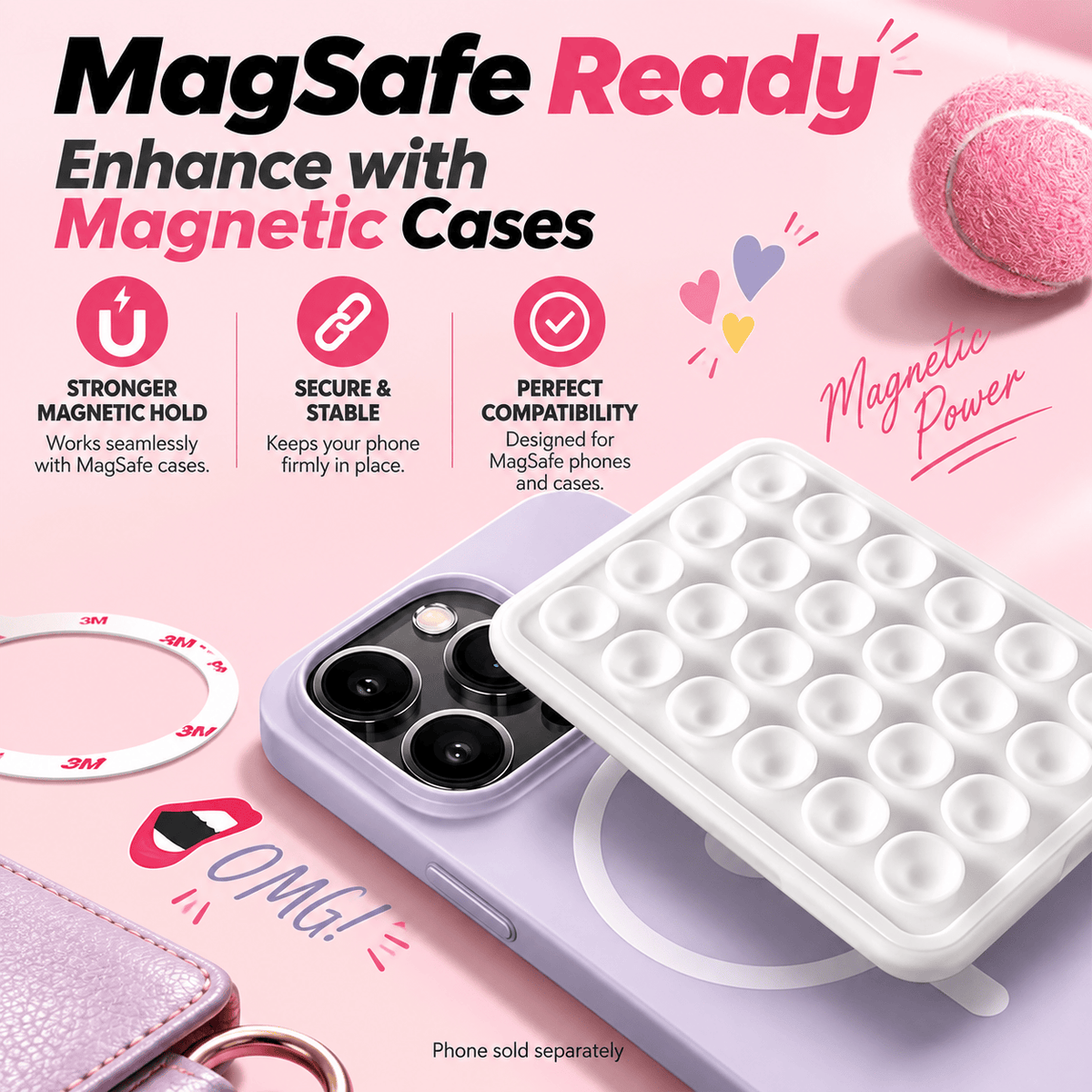 White MagSafe suction cup phone mount